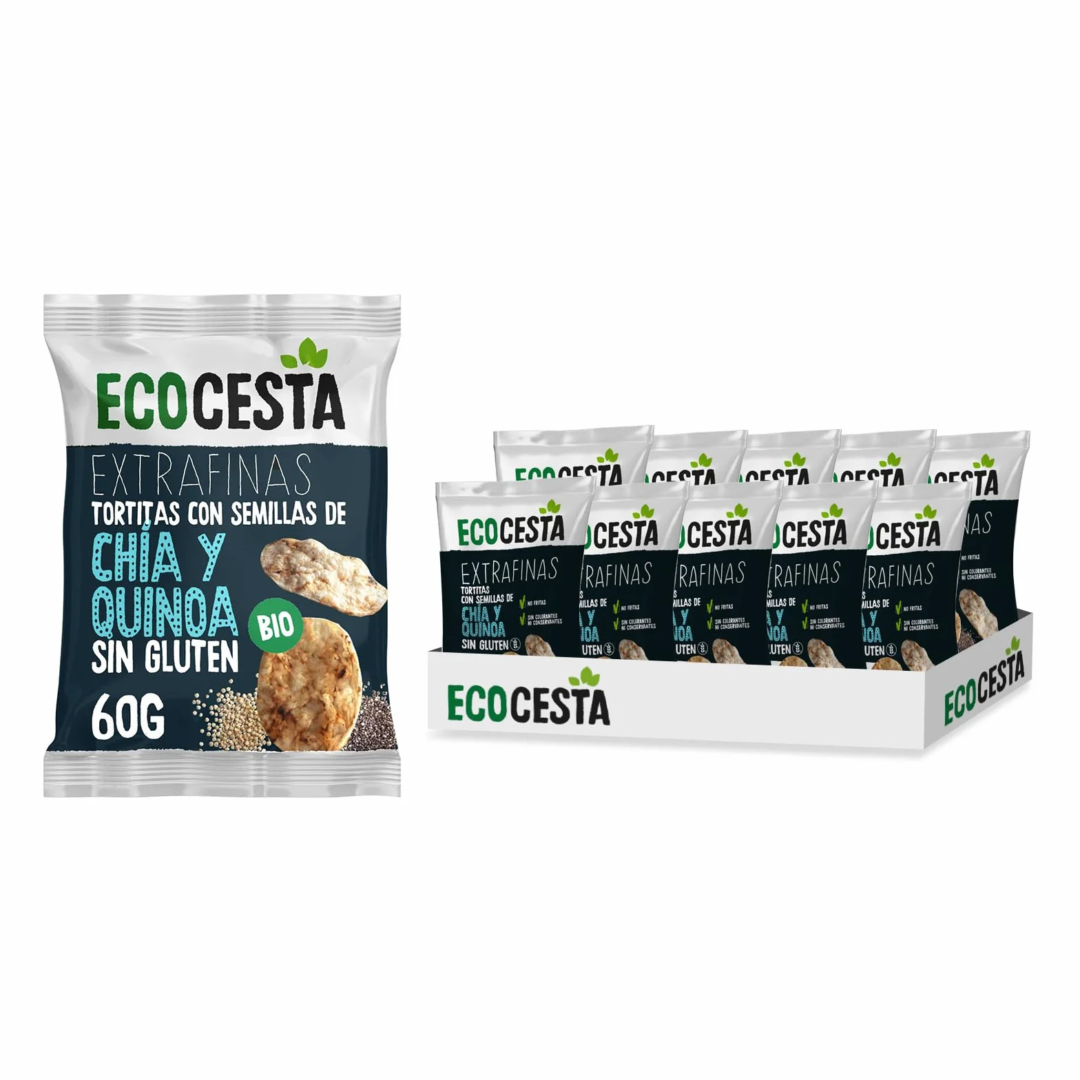 Tortitas de Arroz Integral Extrafinas con Chía y Quinoa BIO Pack 10 x 60 g