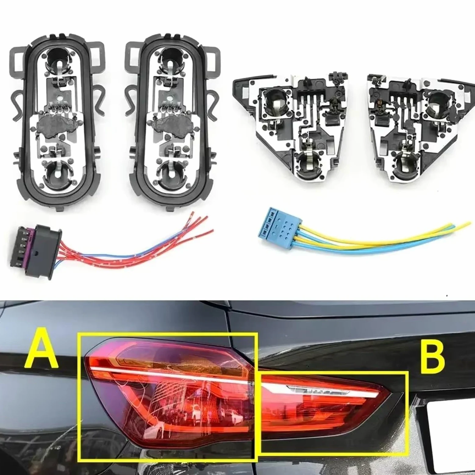 Para X1 F48 F49 2016 2017 2018 2019 Soporte De Enchufe Bombilla Luz Trasera Coche Conector Freno Con Faros Traseros Coche(A Socket Right)