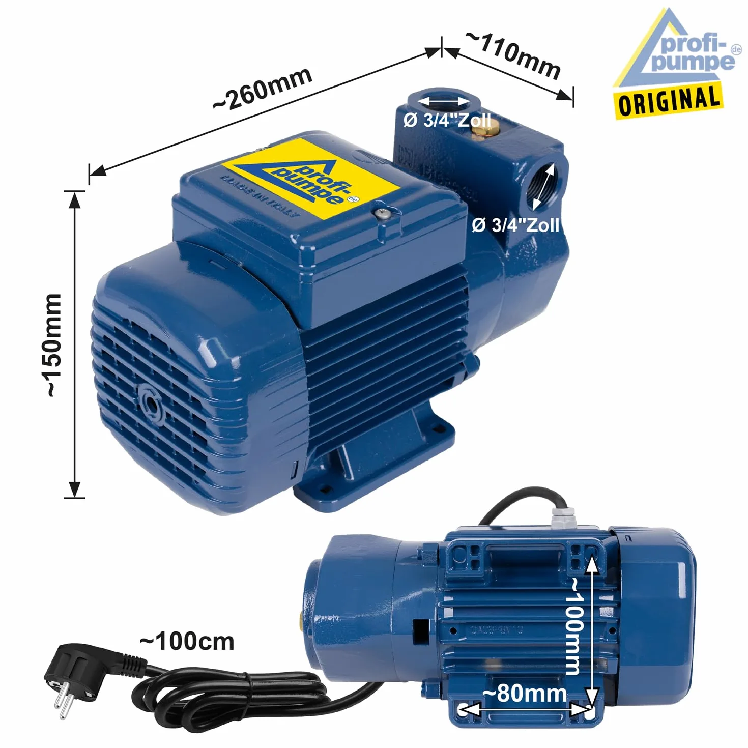 Profi-Pumpe® DeLuxe CKm 370 | Estación de Trasvase 230V Silenciosa | Kit con Pistola de Aluminio y 6m de Manguera | Caudal 2.400 l/h y Elevación 35m | Calidad Europea