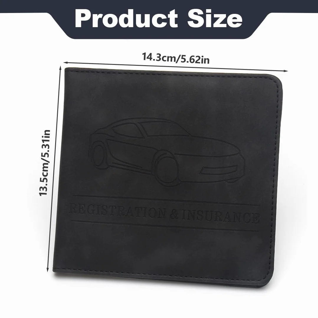 Porta Documentos para Coche – 1 unidad, Funda Compacta de cuero sintético para Registro del Vehículo, Ideal como Porta Documentos de Coche (Negro)