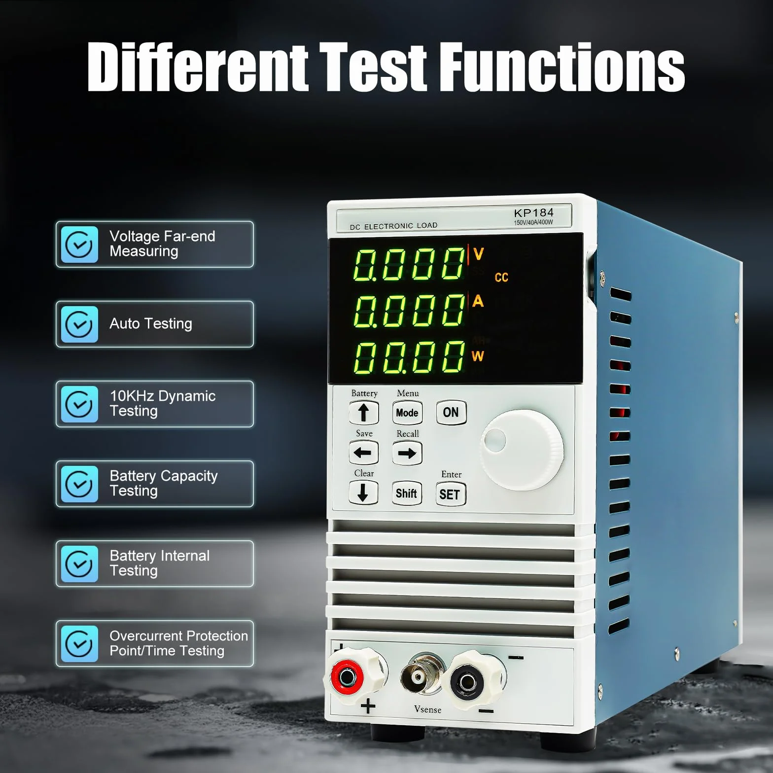 KP184 DC - Comprobador de capacidad de batería de carga electrónica de 150 V 0-400 W 0-40 A, comprobador de carga electrónico de un solo canal para cargador