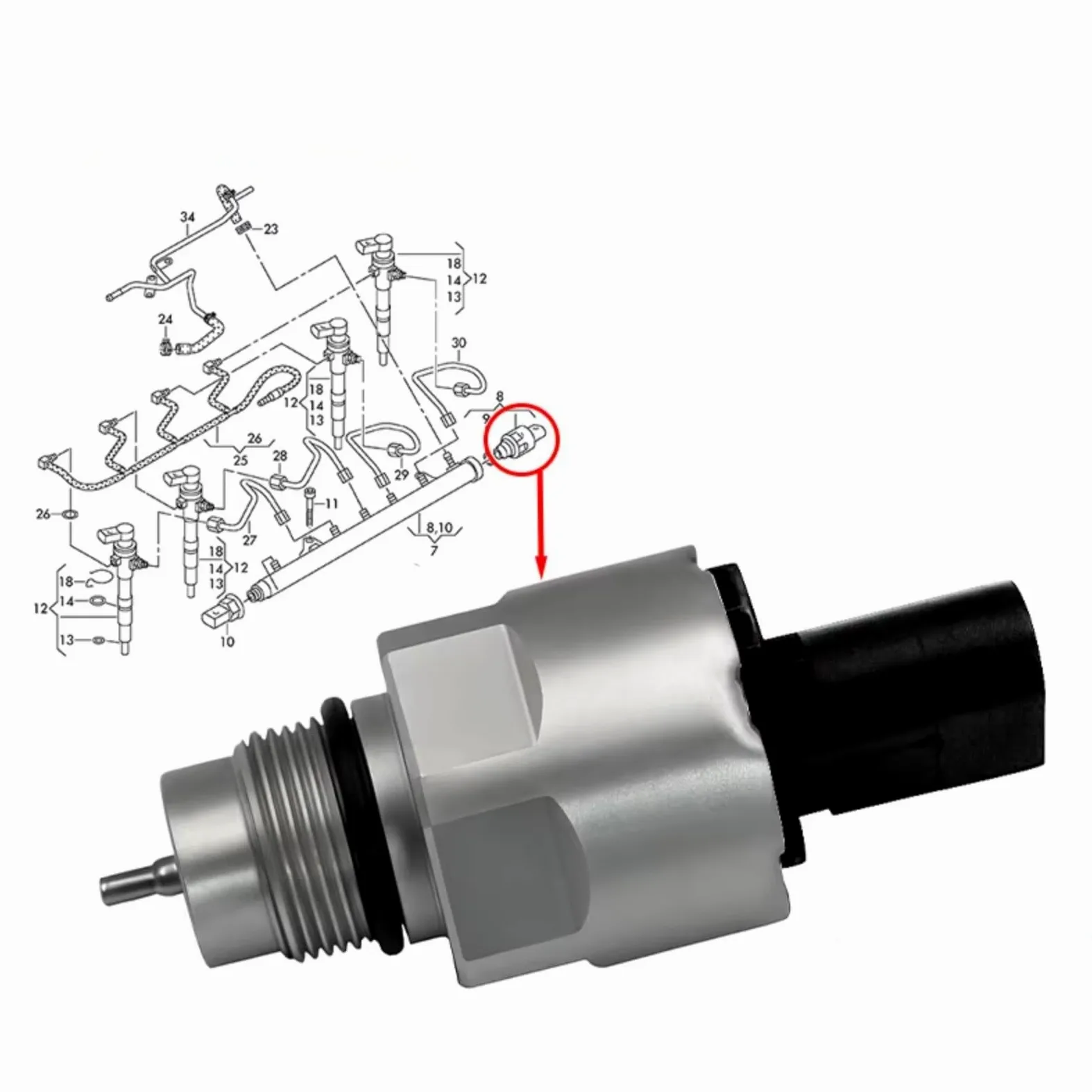 Sensor Kraftstoffdruck Compatible Con Vw Para Golf Para Jetta Bomba Combustible Coche Válvula Reguladora Presión Control Succión Medición Common Rail SCV 03L130764A