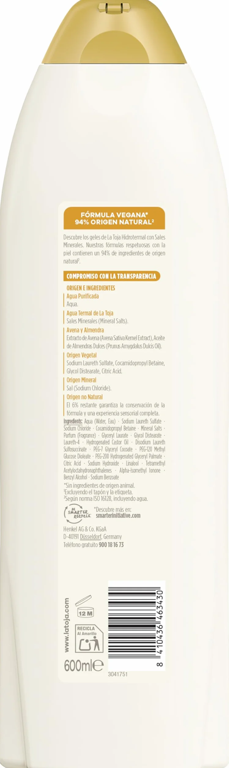 La Toja Gel de Ducha Leche de Avena 600 ml