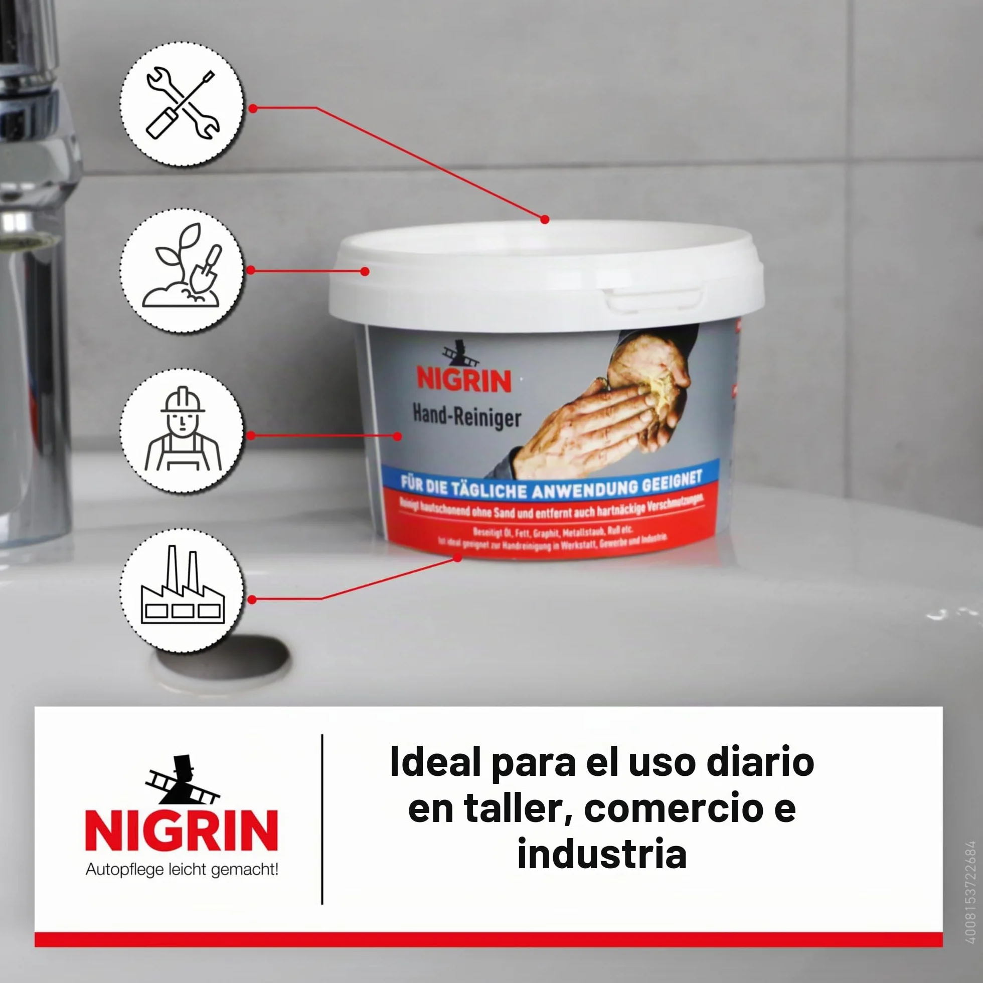 Nigrin RepairTec 72268 Jabón para manos profesional 500 ml