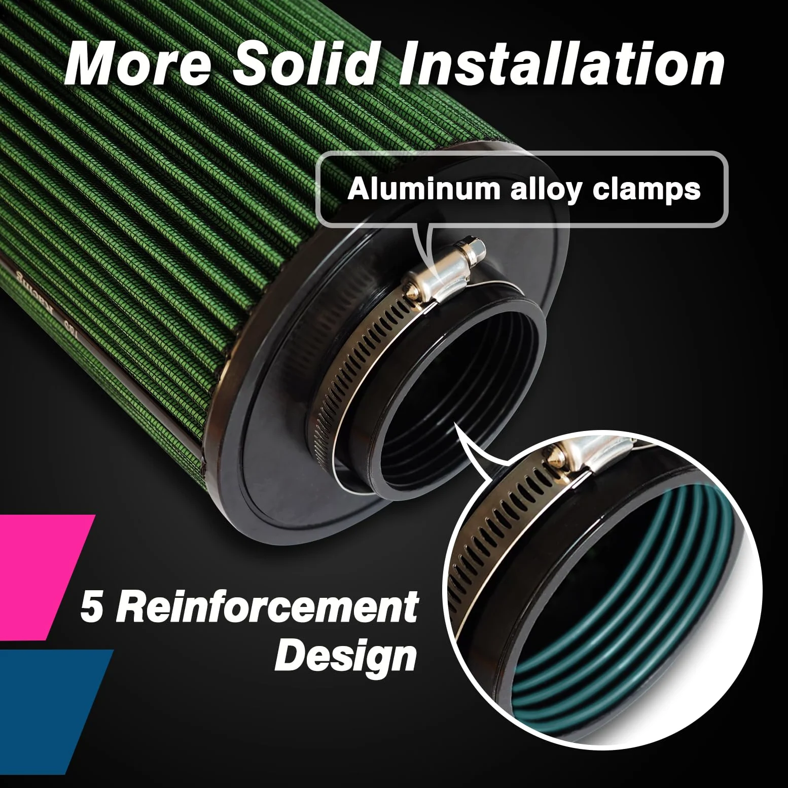 Filtro de aire compatible con Ford Focus ST RS 2009-2018, entrada de filtro de aire frío, lavable y reutilizable, accesorios de piezas de filtro de aire del motor Ford Focus St