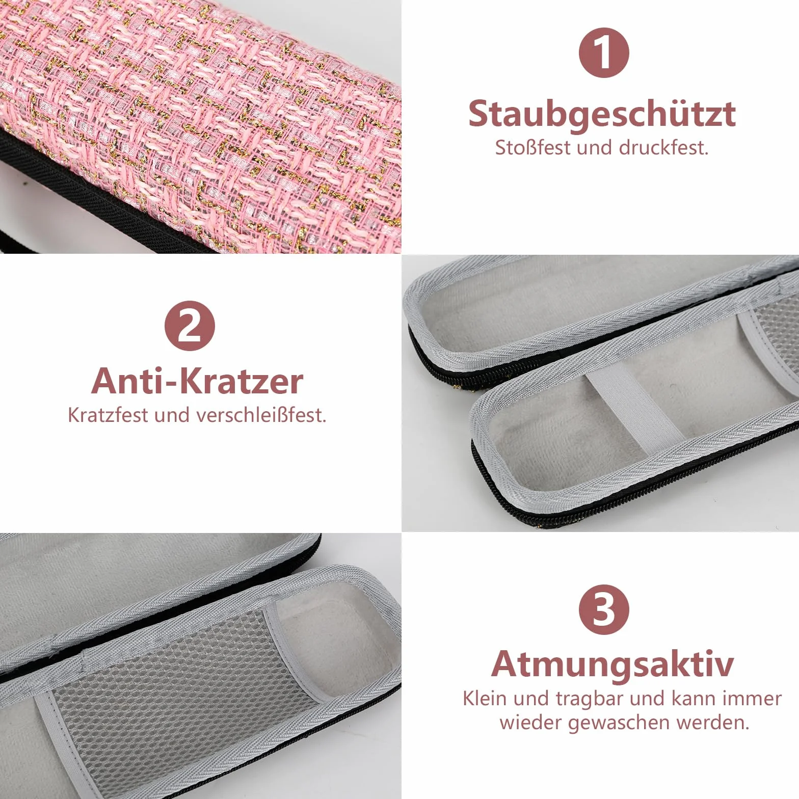 Portátil bolsa de almacenamiento EVA para plancha de pelo, carcasa rígida maleta doble cremallera