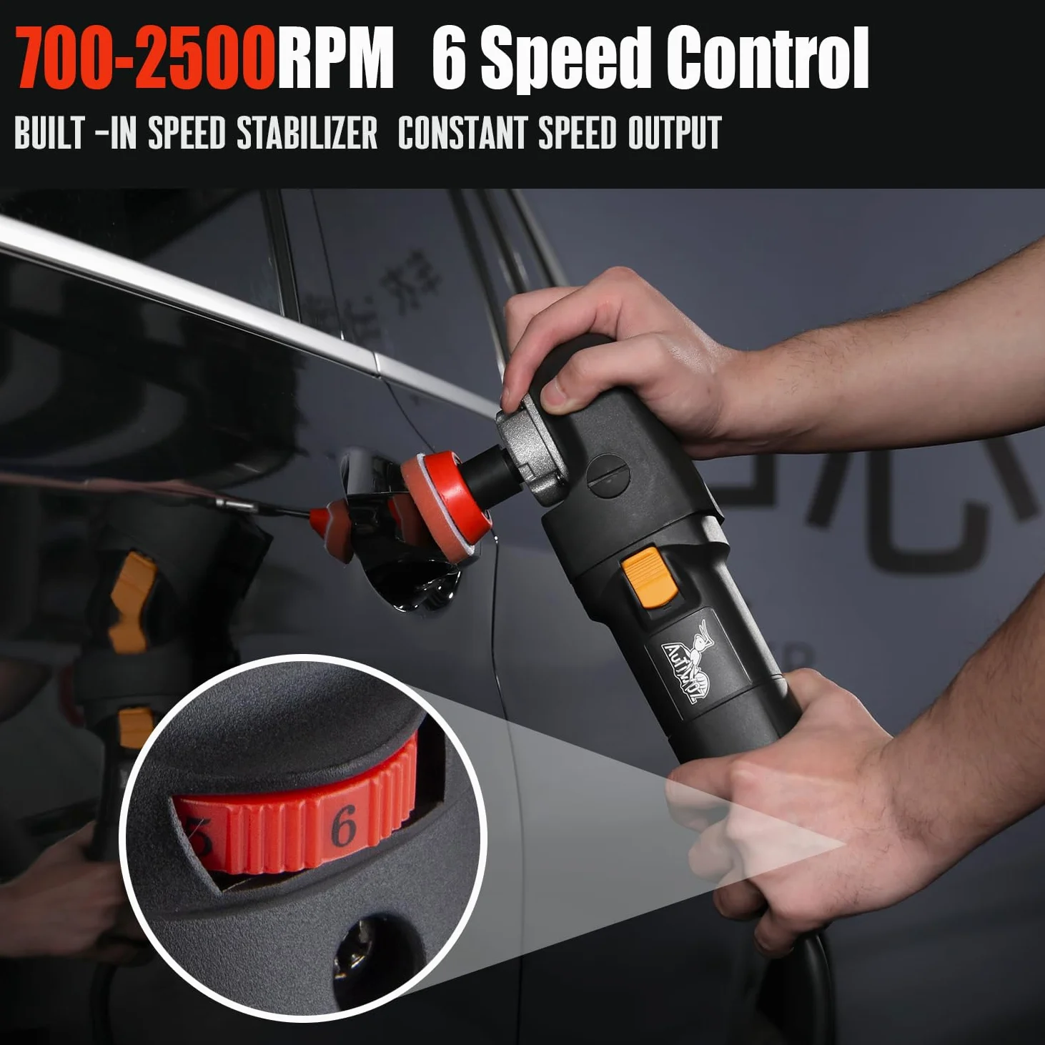 AUTIWOZ Mini pulidor Buffer Pulidora Auto Detalle con 27 unids Detalle Pulido Pad Mix Tamaño Kit Buffing Pad y 75mm, 100Mm, 140mm M14 alambre extensión eje