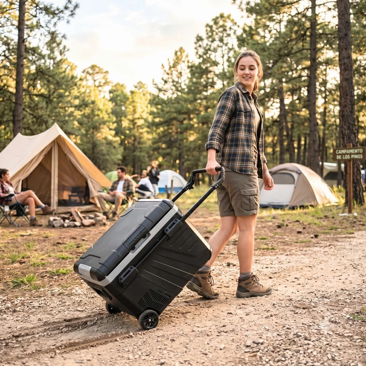 Nevera Portátil Eléctrica 35L con Compresor 12V 220V | para Coche, Furgoneta Camper, Autocaravana, Camión y Camping | Mini Congelador Rígido con Ruedas y Asa