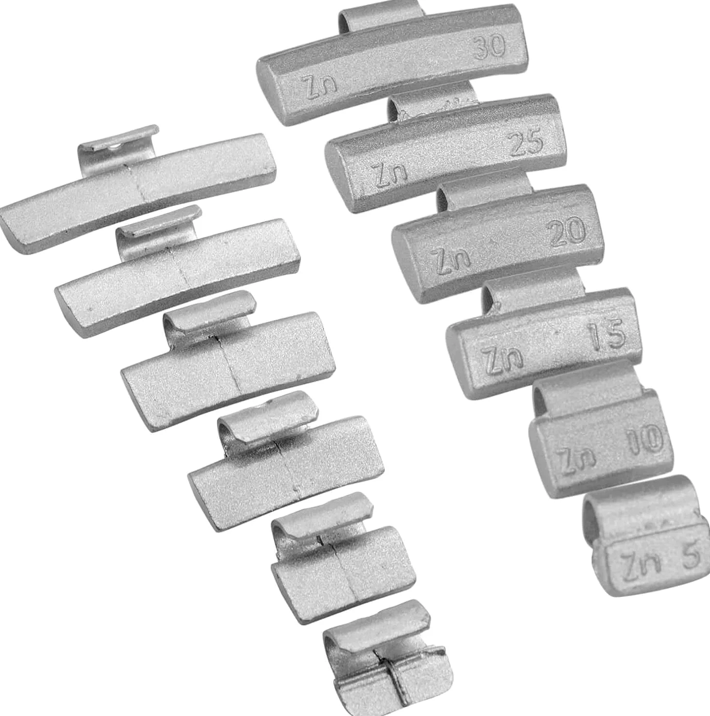 HASKYY 600 Pesos de Equilibrado de Percusión para Llantas de Aleación, Surtido de Contrapesos de Zinc de 5 g a 30 g, 100 Piezas por Medida | 600 Piezas, 6 Tamaños Incluidos, Para Llantas ALU, 100 Piezas por Peso, Surtido Completo