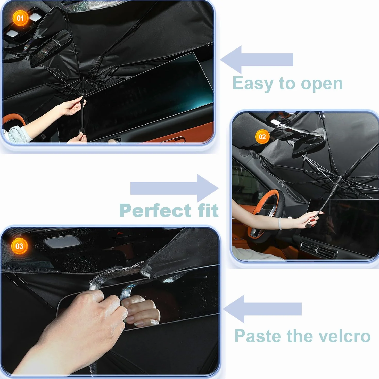 LELYFIT Parasol Parabrisas Delantero Coche Plegable Barra Ajustable Protección UV Solar 140 x 80 cm