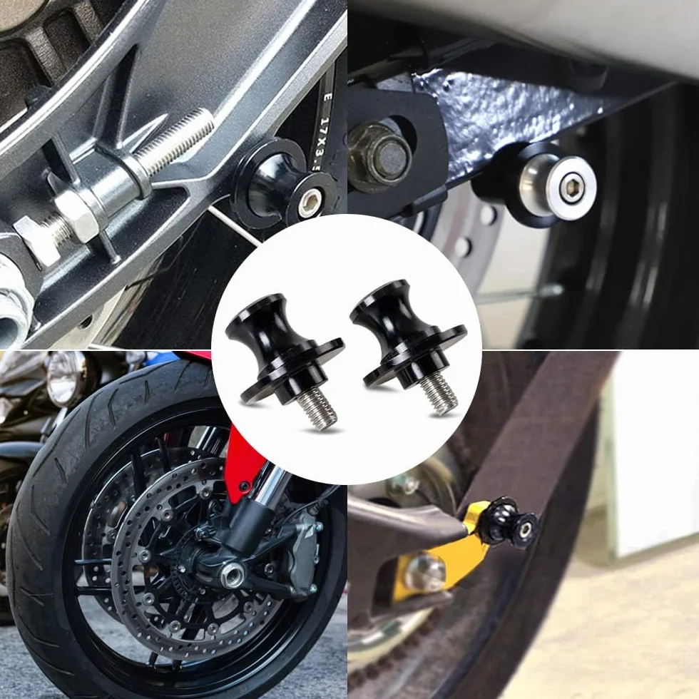 Brazos oscilantes M6 para MT09 MT-09 Tracer 2014-2023 MT 09 SP 2025 2024 MT09 FZ09 Basculante de Deslizadores Tornillos del Soporte Diábolos Accesorios,carretes M6,Adaptador de oscilantes（Negro）
