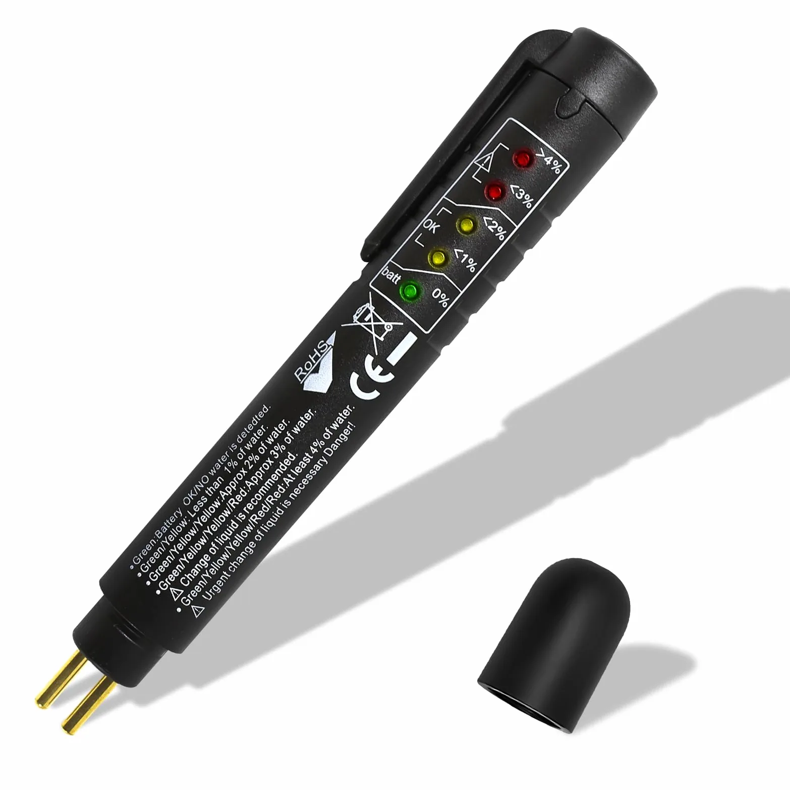 wuyaoyao Bolígrafo probador de líquido de frenos con 5 indicadores LED, DOT 3 DOT 4 DOT 5.1, bolígrafo probador de líquido de frenos, herramienta de diagnóstico de frenos automático para comprobar el