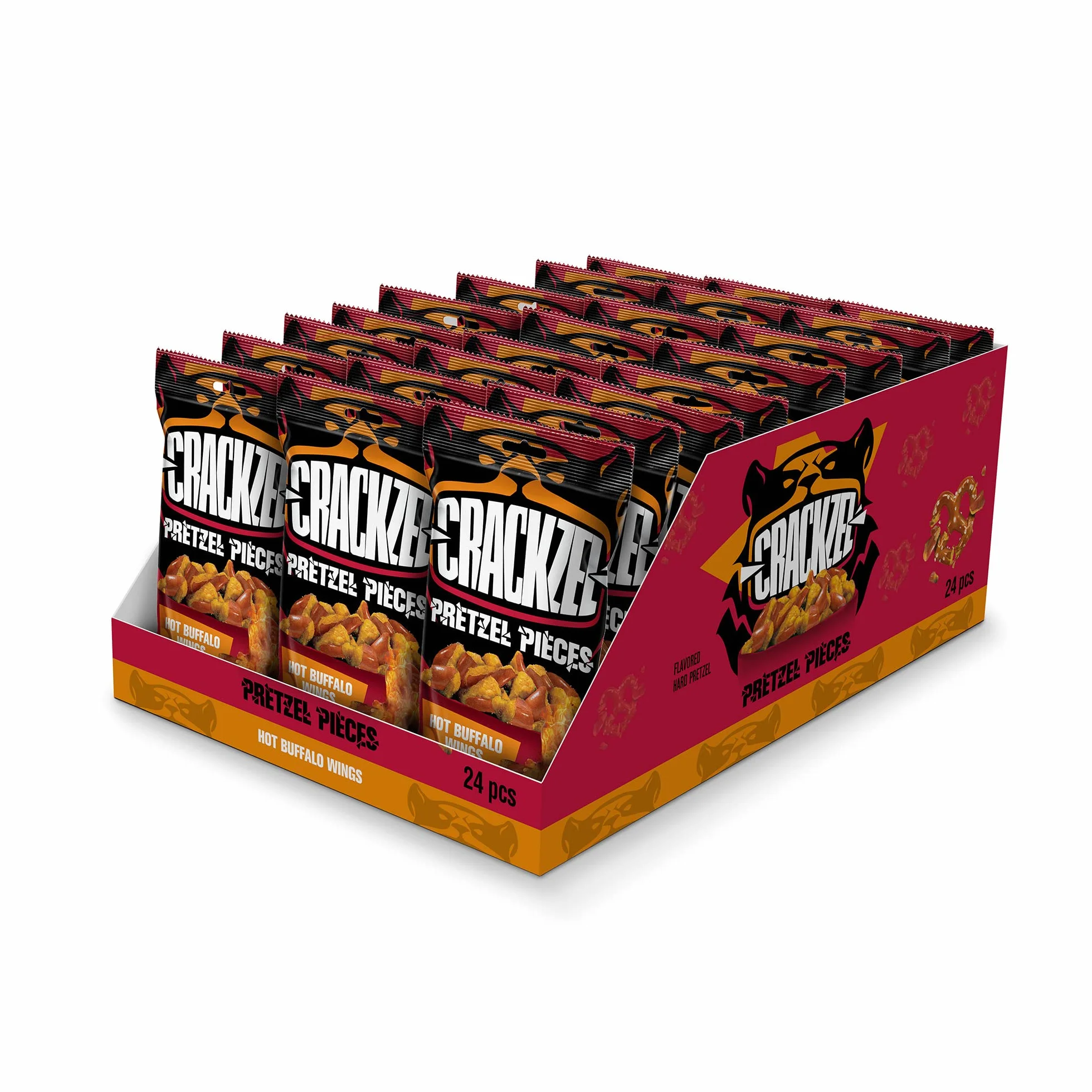 Crackzel Hot Buffalo Wings Pretzel Pieces 24 x 85 gr Picantes