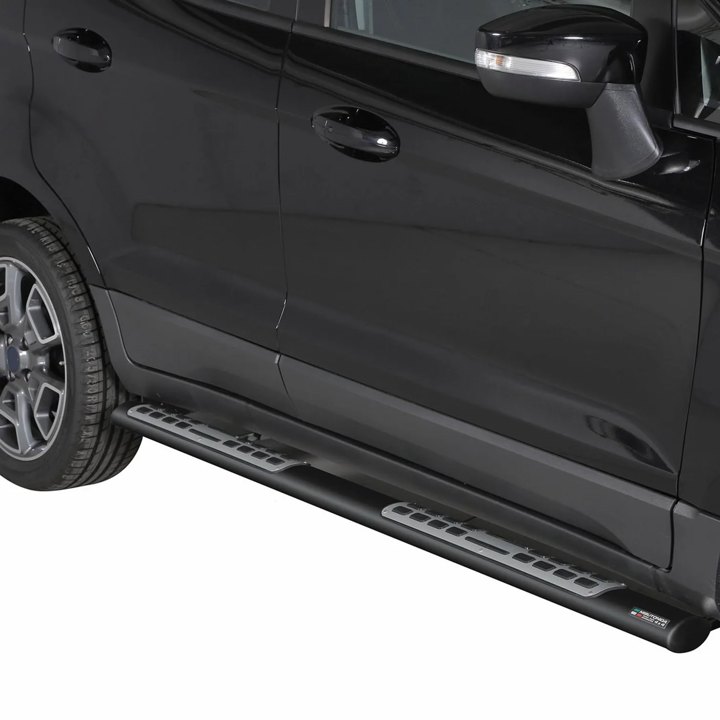 OMAC Acero INOX Faldones Laterales Schwellerrohre Compatible con Ford Ecosport 2013-2017 Negro