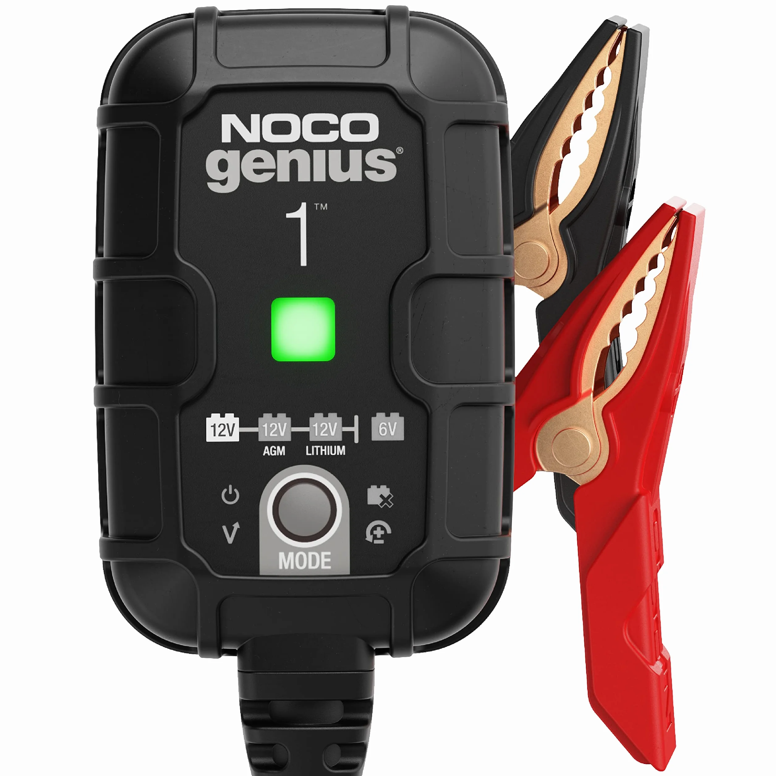 NOCO GENIUS1: Cargador Inteligente de baterías 1A 6V/12V – Mantenedor automático y desulfatador – Protección contra sobrecarga y compensación térmica – para baterías de Plomo y Litio