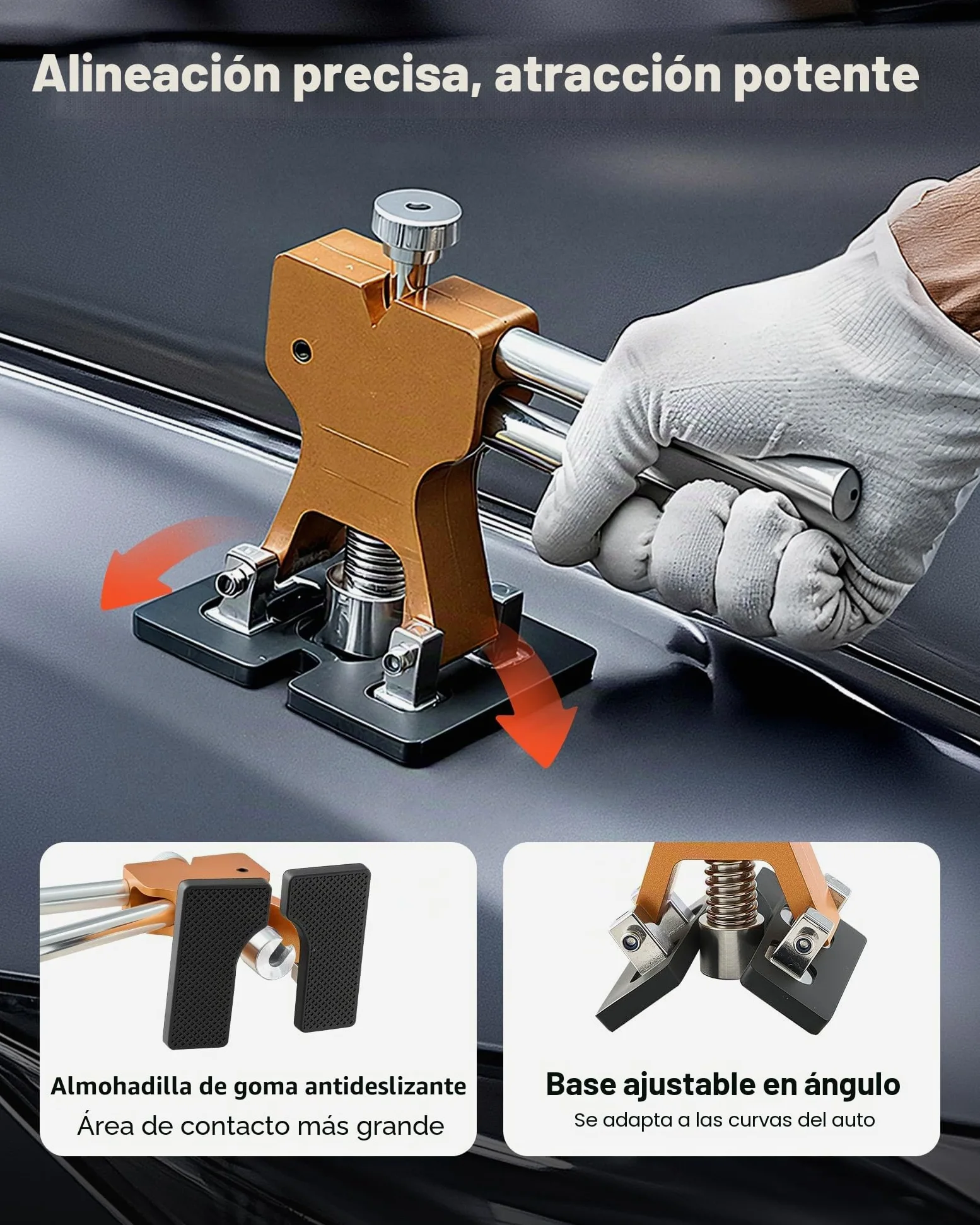 VEVOR Juego de Extractores de Abolladuras, sin Pintura, con Elevador Dorado, Martillo Deslizante, Barra T, Pistola de Pegamento y Herramientas a Eliminar Daños por Granizo en Carrocerías, 61 uds