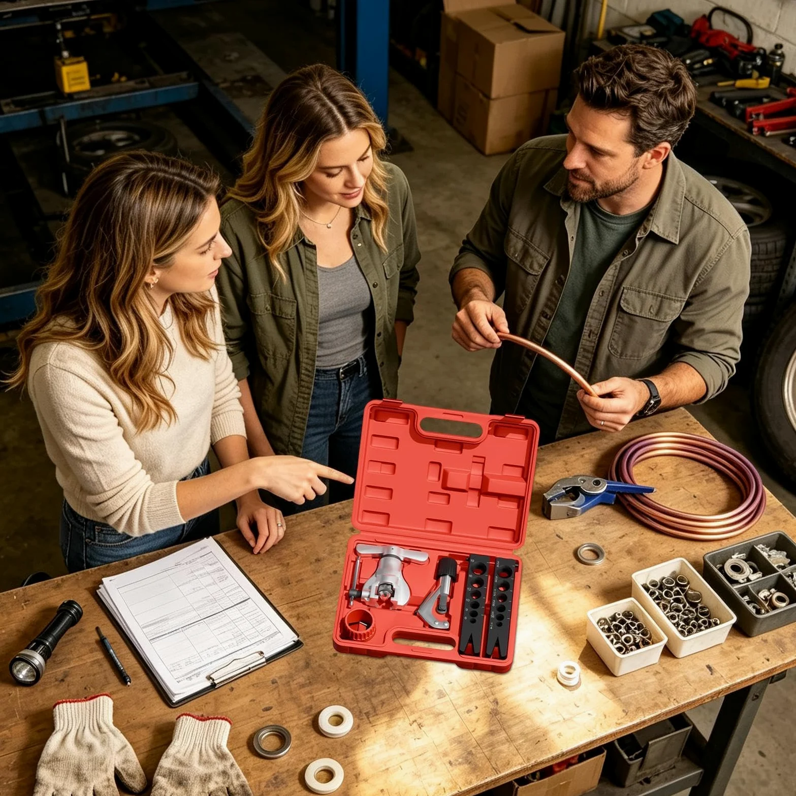 Kit Abocardador Frenos Set De Reparación De Tubos Automóvil | Herramienta Abocardadora De Freno De Metal para Automóviles Camiones Sedanes Taller Hogar Garaje Industria y en Exteriores