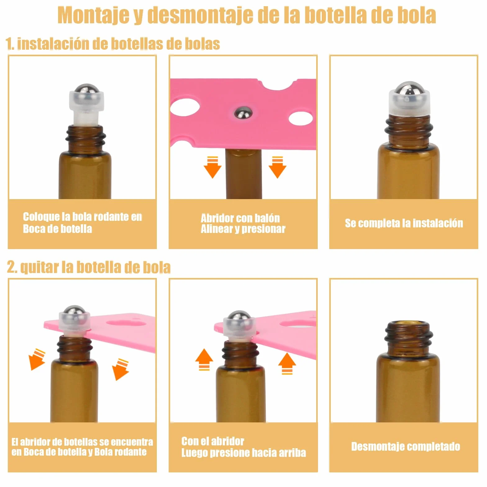 Roll On Aceites Esenciales 5ml Botellas Rollon Cristal Rellenable Perfume Roll on con Bola de Acero Inoxidable 16 pcs