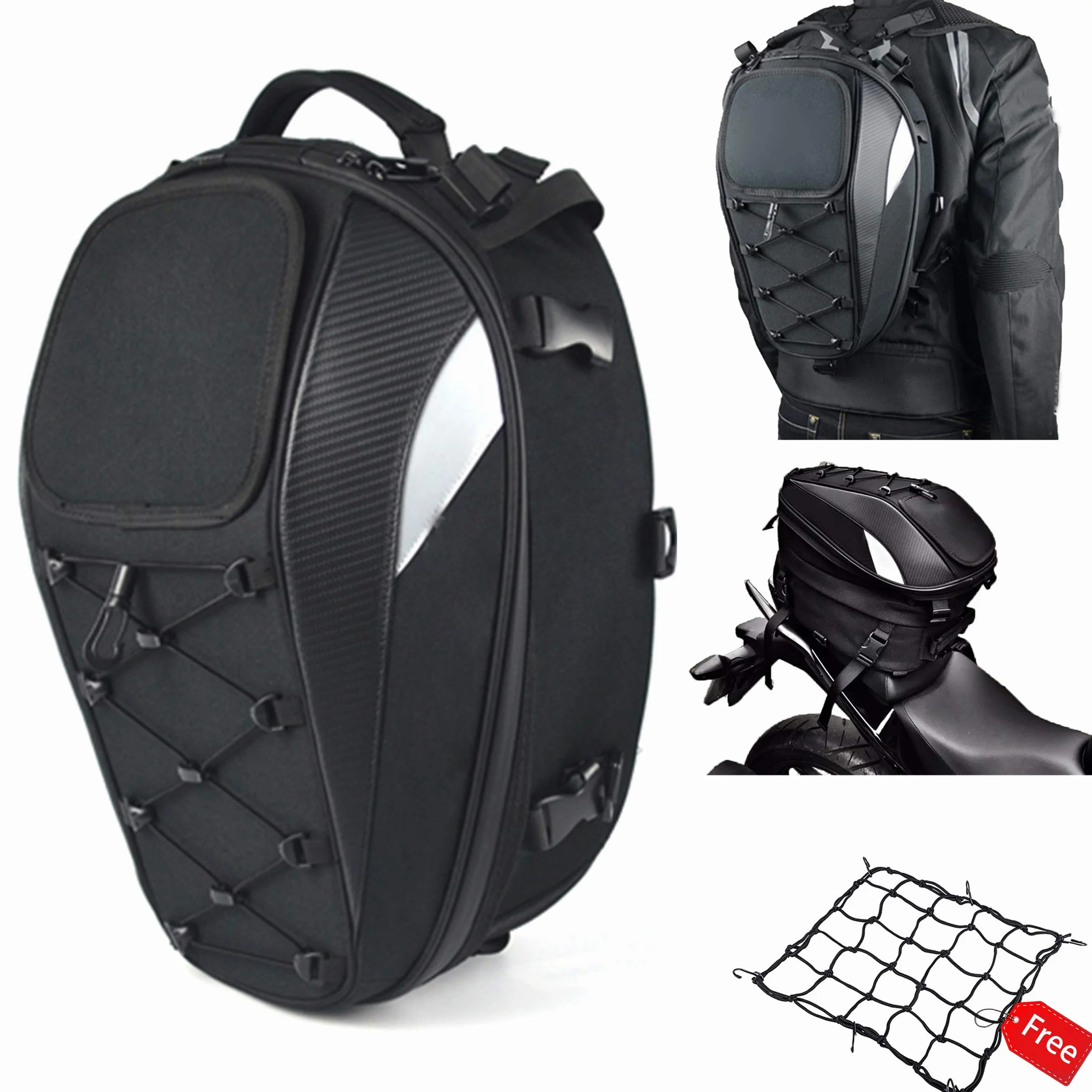 Bolsa Asiento Trasero Impermeable para Motocicleta Equipaje Casco