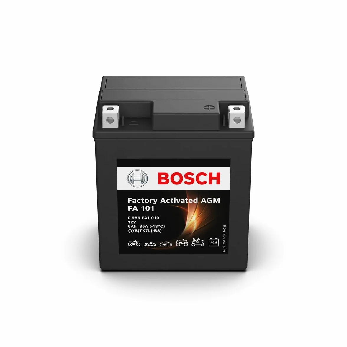 Bosch FA101 Batería para Motocicletas AGM 12V 6Ah 85A