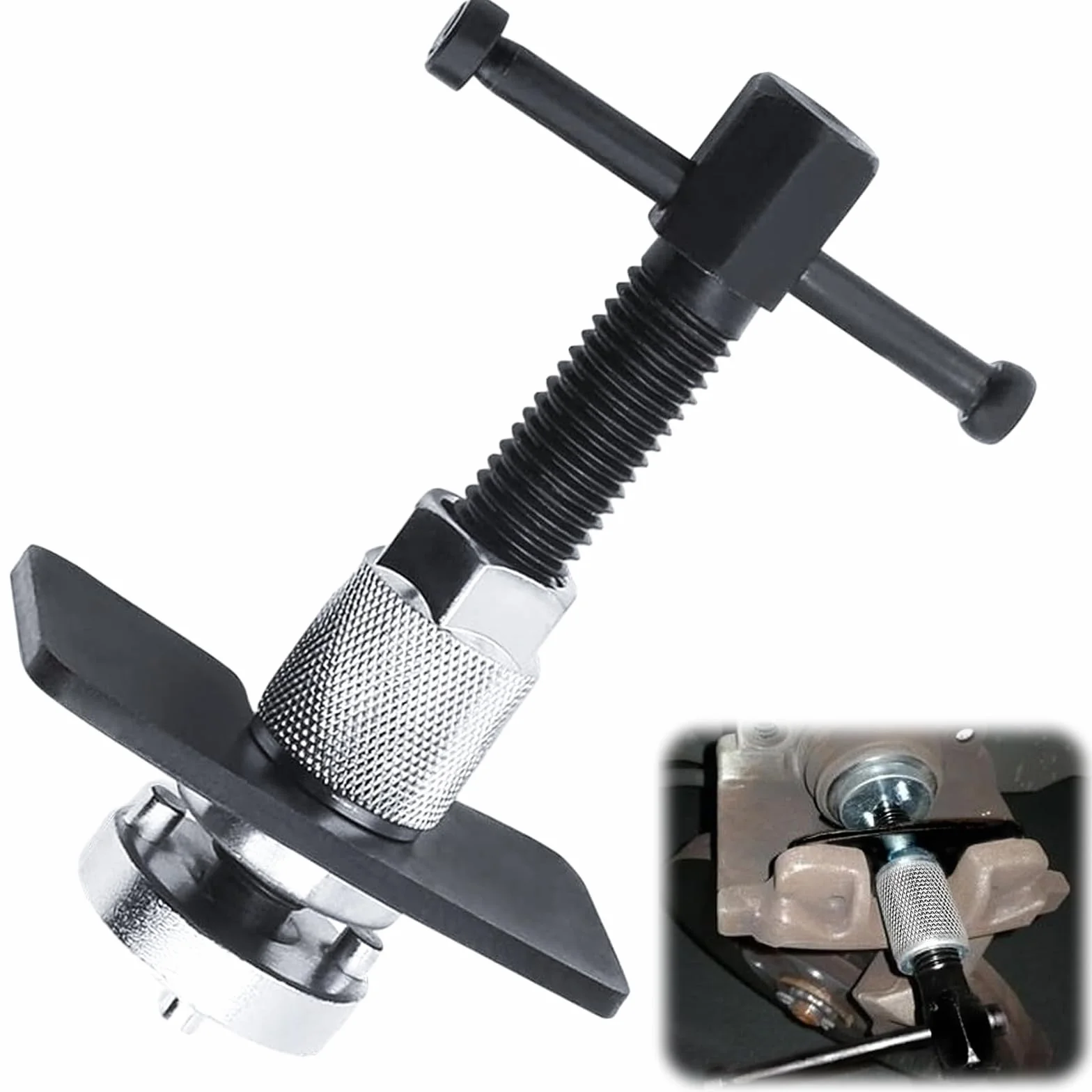 Rierousy Retractor de pistón de freno universal, herramienta de frenos, retractor de cilindro de freno, herramienta de frenos para vehículos, herramienta de retracción de frenos adecuada para una gran