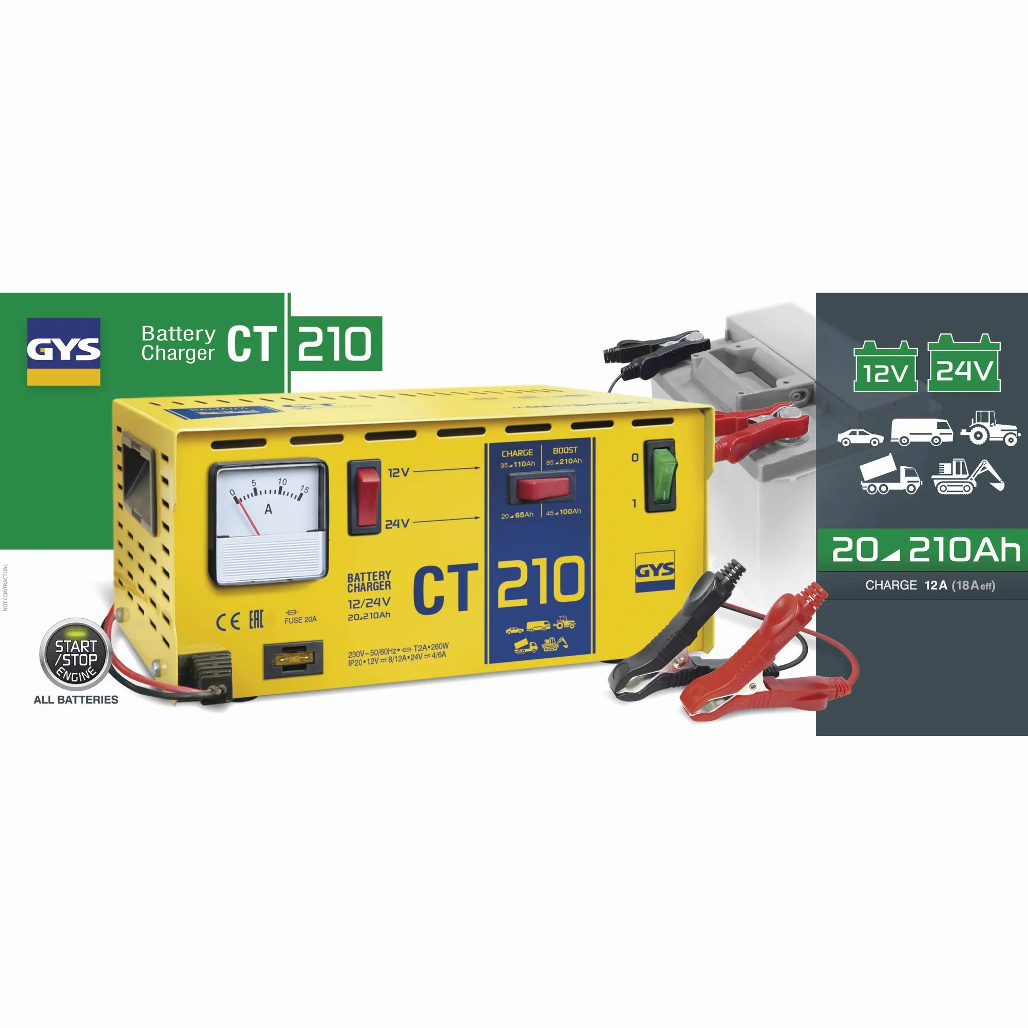 Abratools - Cargador Tradicional CT 210 230v-12/24v