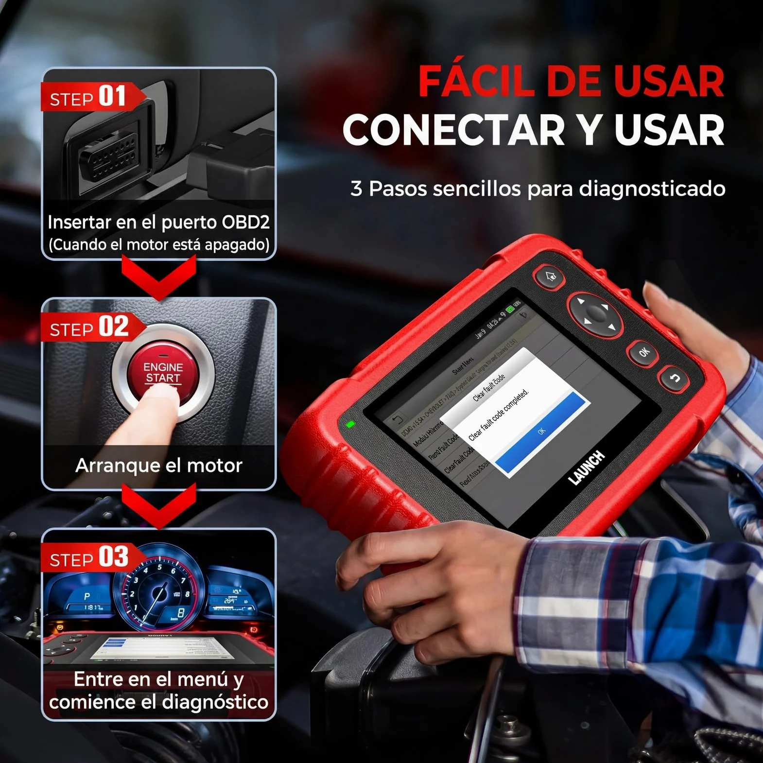 LAUNCH CRP123X V3.0 64G - Dispositivo de diagnóstico profesional OBD2 para todos los coches y marcas - Diagnóstico de 4 sistemas con reinicio: servicio de aceite EPB DPF, prueba de batería SAS/BMS