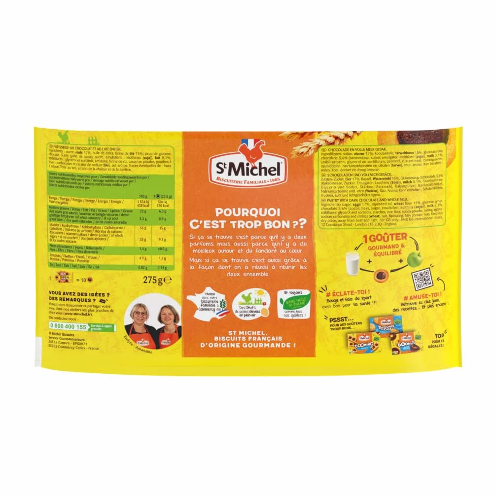 St Michel Pasteles Tamtam Chocolate y Vainilla 275 g 10 bolsitas