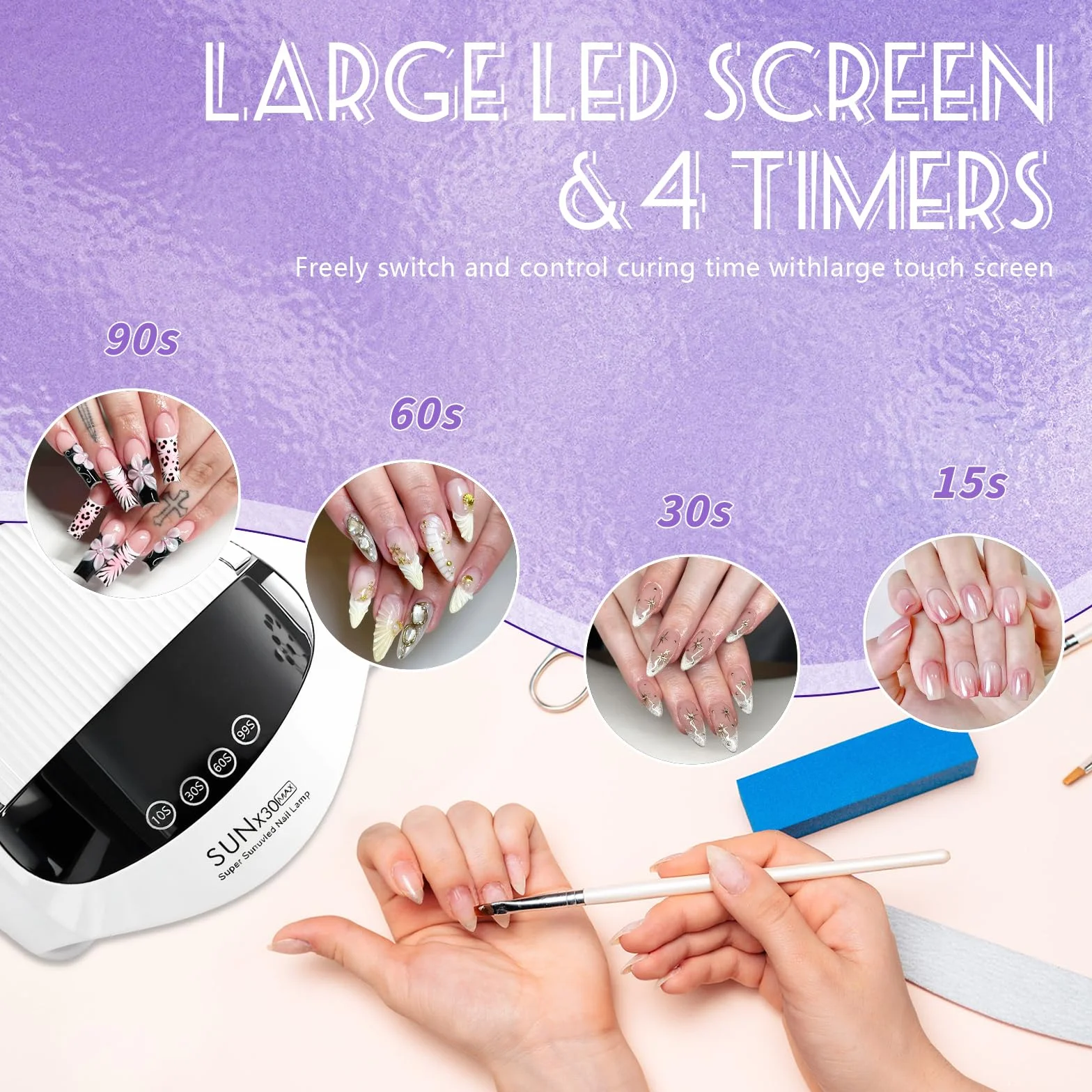 LÁMPARA UV/LED PARA UÑAS 500 W - Secador de uñas con 90 LED y sensor automático