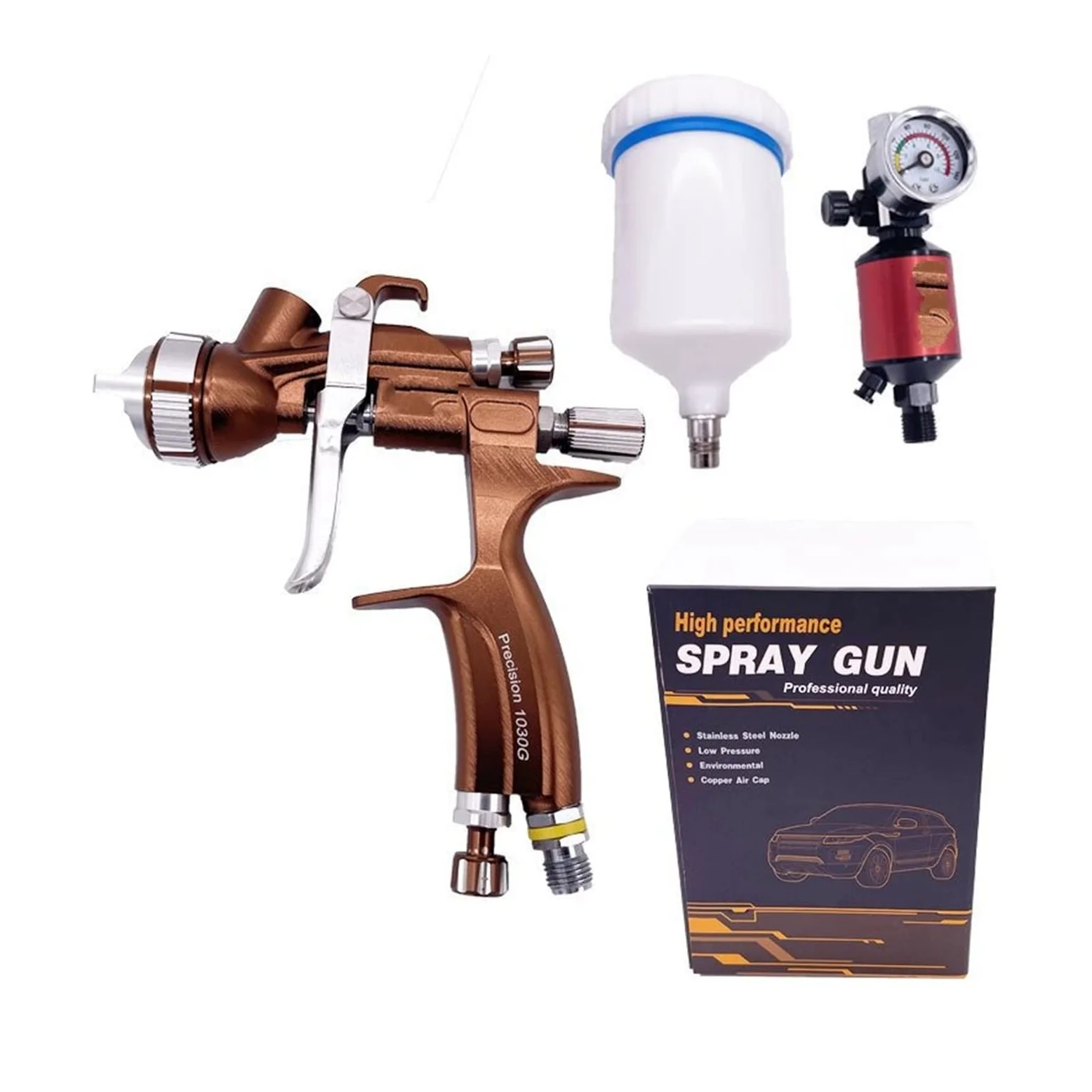 Boquilla Bomba de Engrase Pistolas de Pintura con Boquilla de 1,3 MM, Pistolas pulverizadoras industriales de Alta atomización con aerógrafo 959G Boquilla engrasadora(Mini 0.8MM)