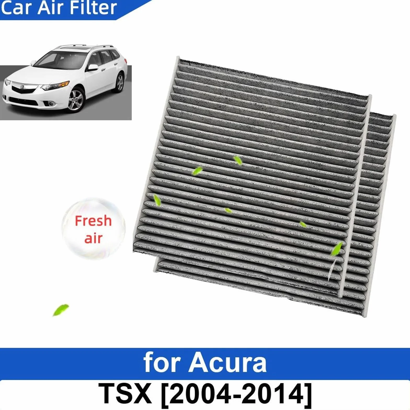 Filtro de aire de fibra de carbono para Acura TSX (2004-2014), CF10134, 80219-SHJ-A01, 80292-SDA-407, 80292-SDA-A01 Filtro de Habitáculo Antipolen(10PCS)