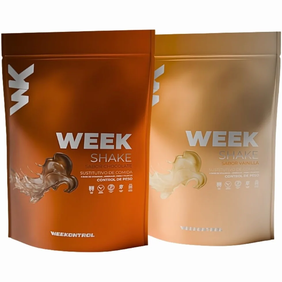 Weekontrol Pack 2 Sabores Batidos Sustitutivos Comida Week Shake Proteína Vegetal Saciante Mantener Peso 600gr Chocolate Vainilla