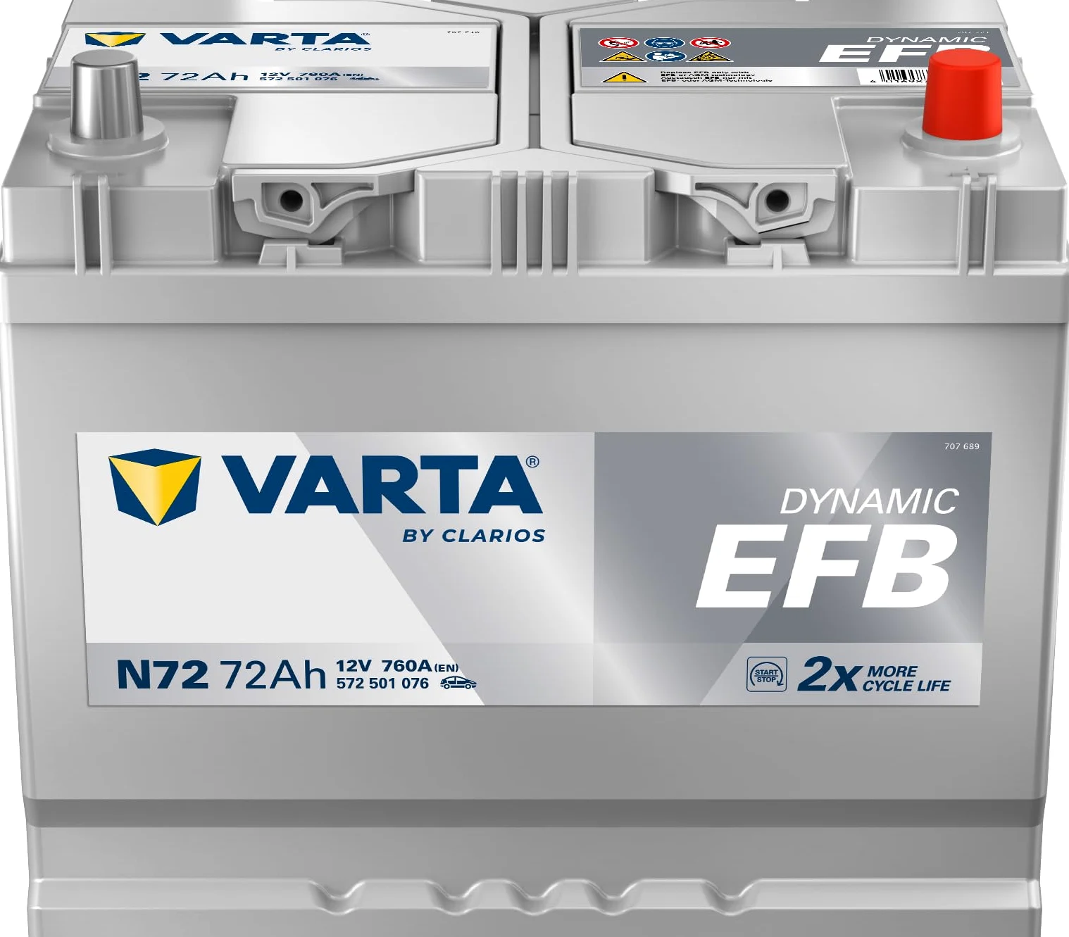 Batería Varta N72 Blue Dynamic Efb. 12V - 72Ah/760A (EN) Caja D26 (261x175x22...
