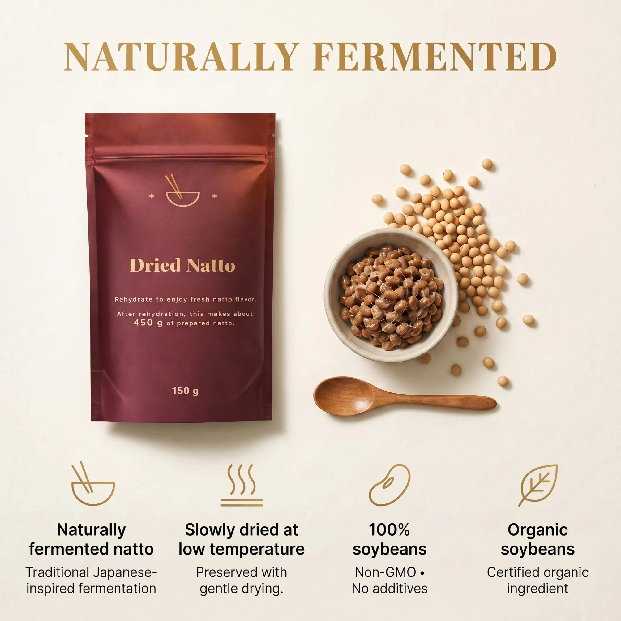 Natto seco 150 g soja fermentada