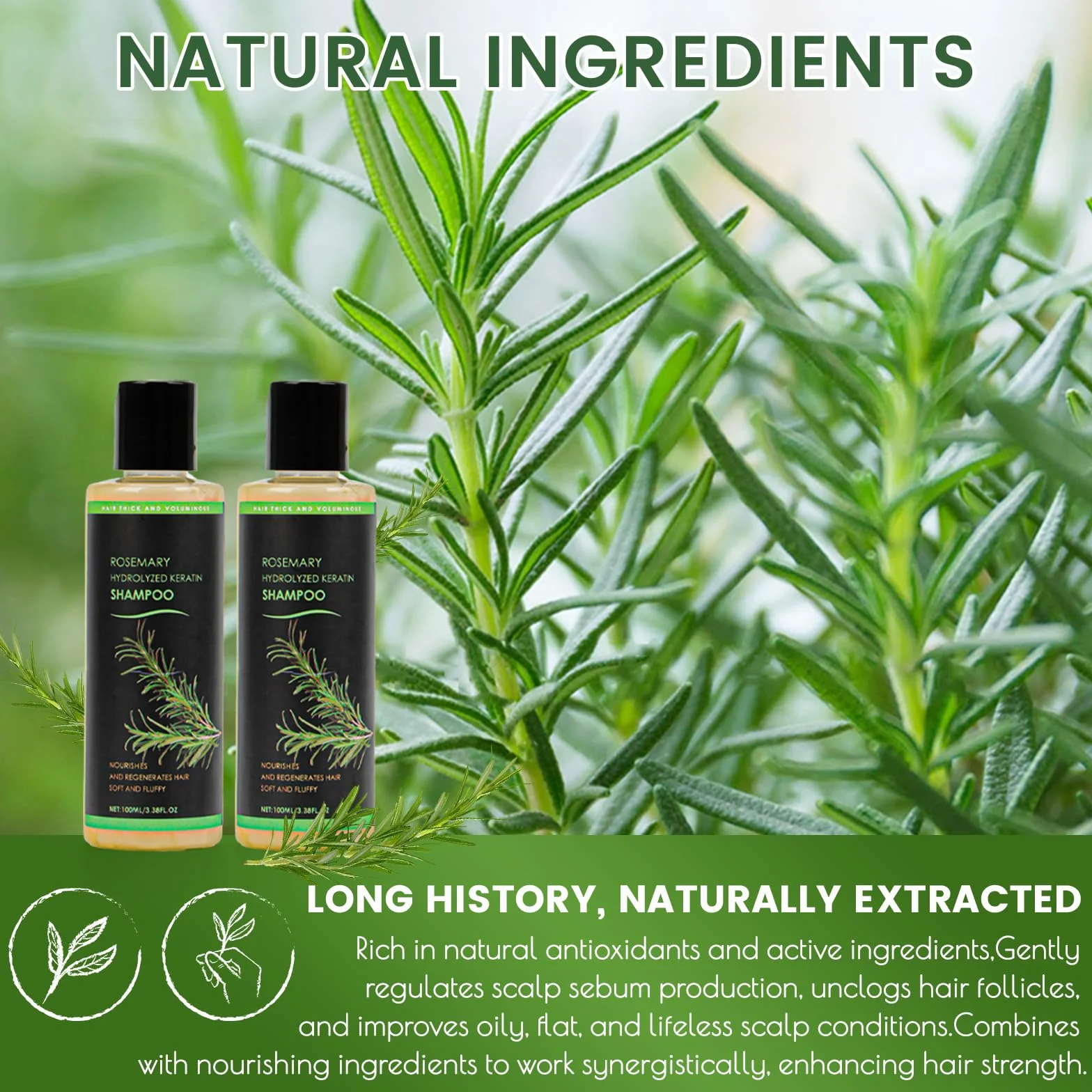Organic Rosemary Hair Growth Champú con Queratina Hidrolizada