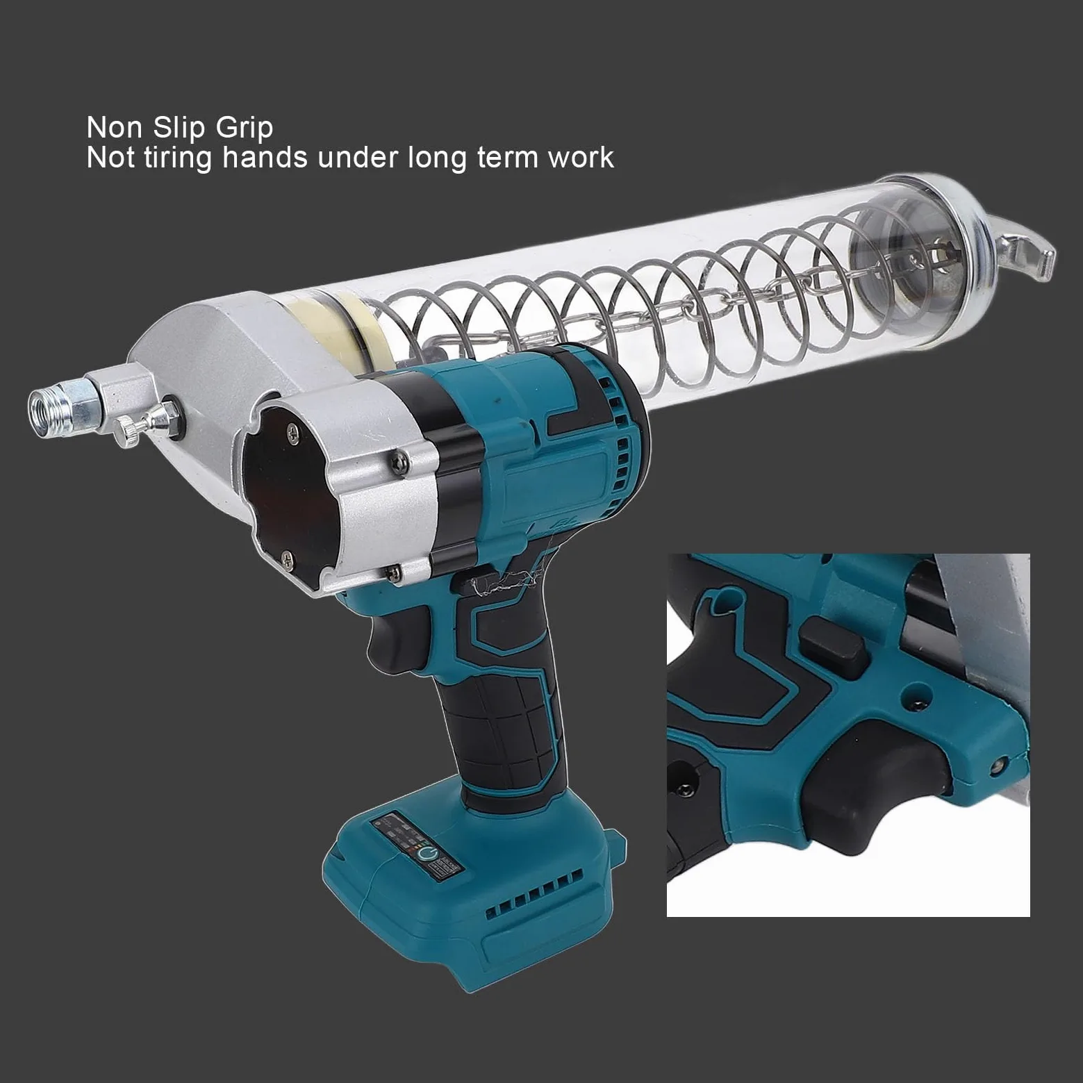 Fafeicy Pistola Engrasadora Inalámbrica de Alta Presión de 12000 PSI con Luz LED y Gatillo de Velocidad Variable para Batería de Litio Serie B de 18 V