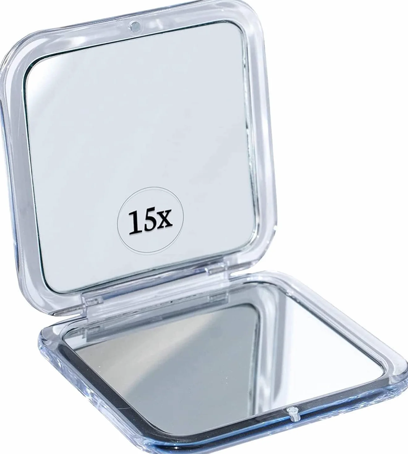 Mirrorvana Espejo de Bolsillo con Aumento 15X Plegable Portátil Maquillaje Plata