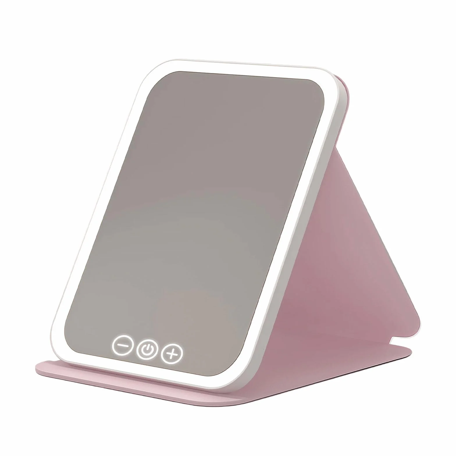 Espejo de maquillaje LED 10X aumento regulable, carga Type-C 17.5x23cm, plegable