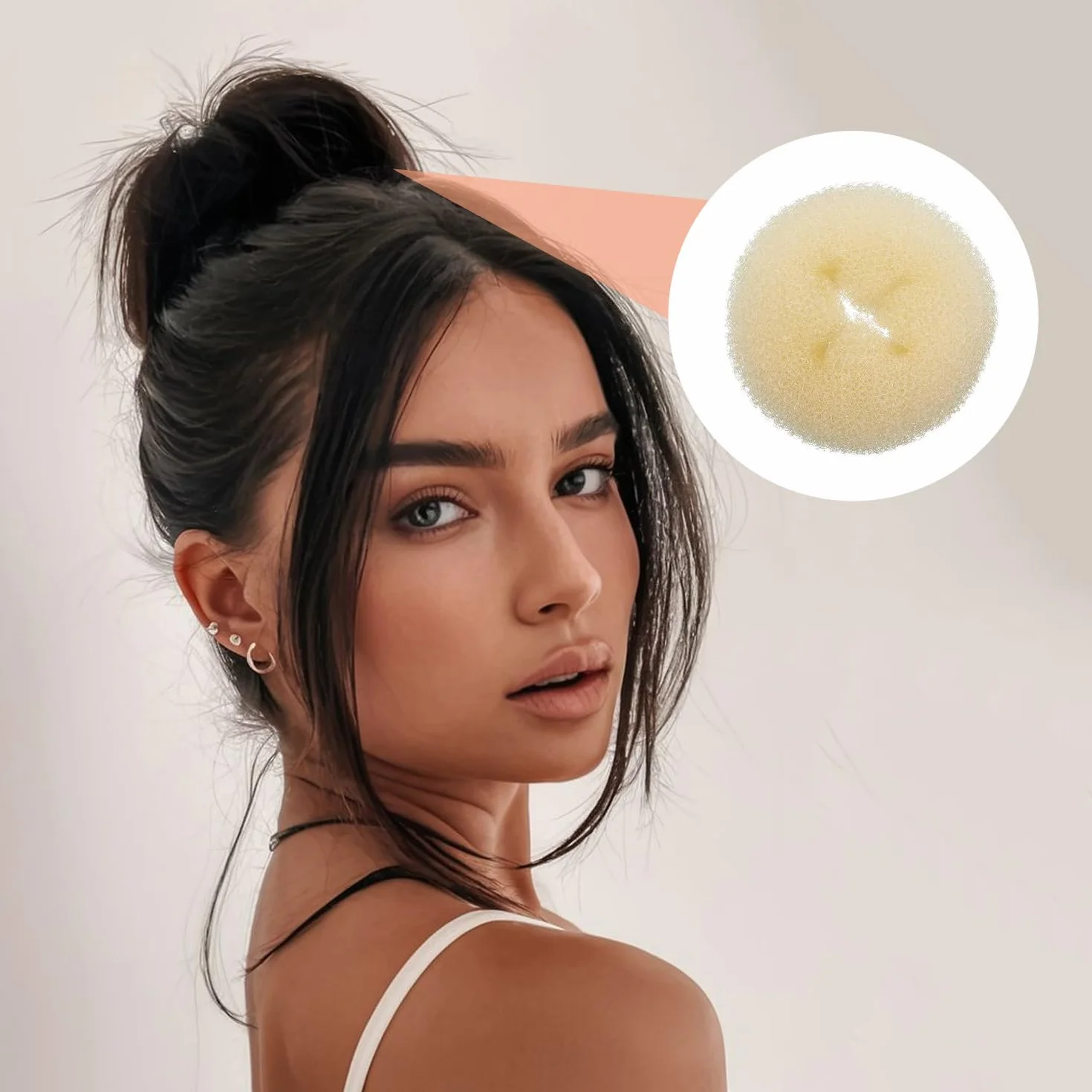 Juego de 21 Piezas Moldeador de Moños para Mujer, Kit con Donuts de Pelo y Horquillas - Beige