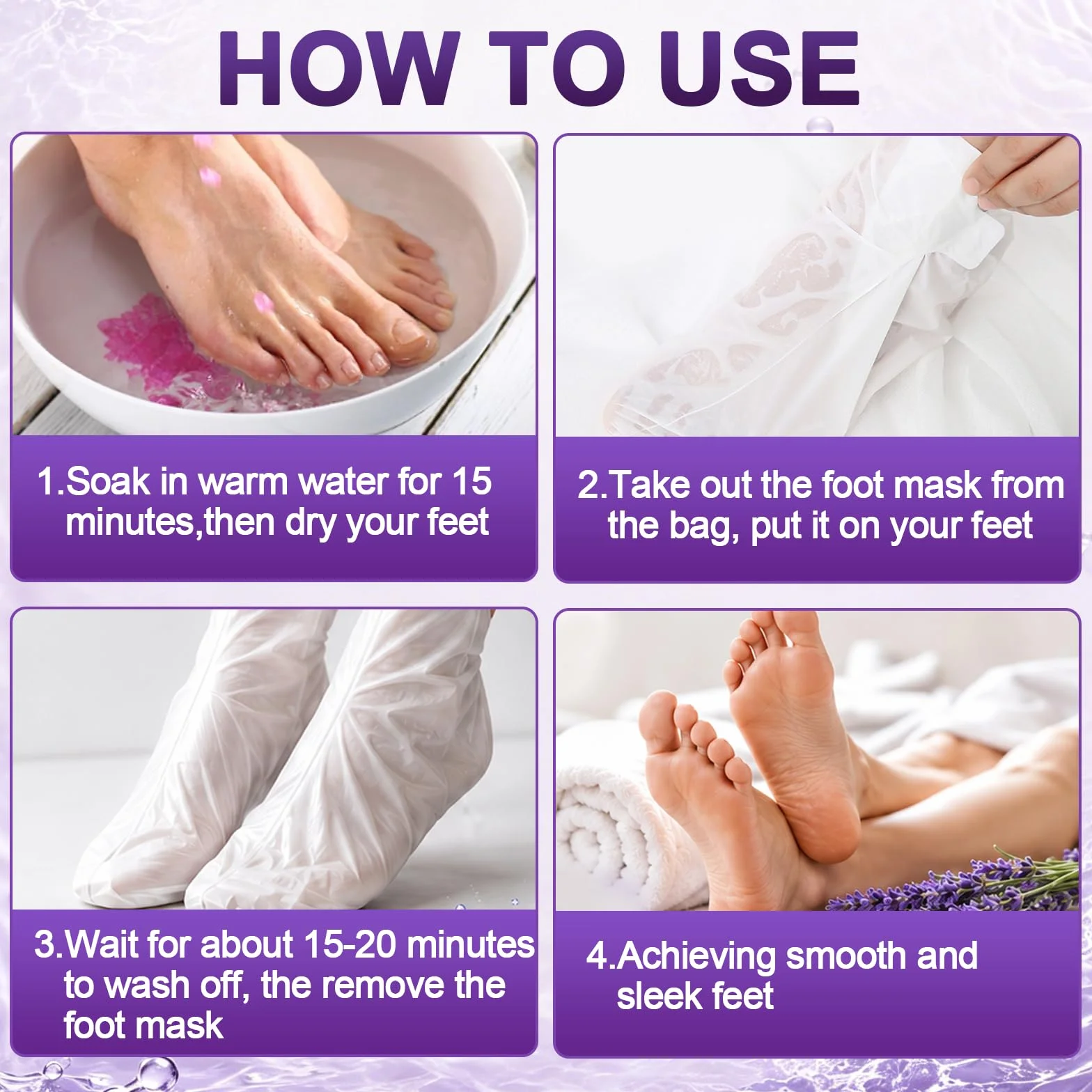 Calcetines Exfoliantes de Pies, Foot Peeling Mask, Hidratantes para Pies Secos Agrietados (Lavanda)