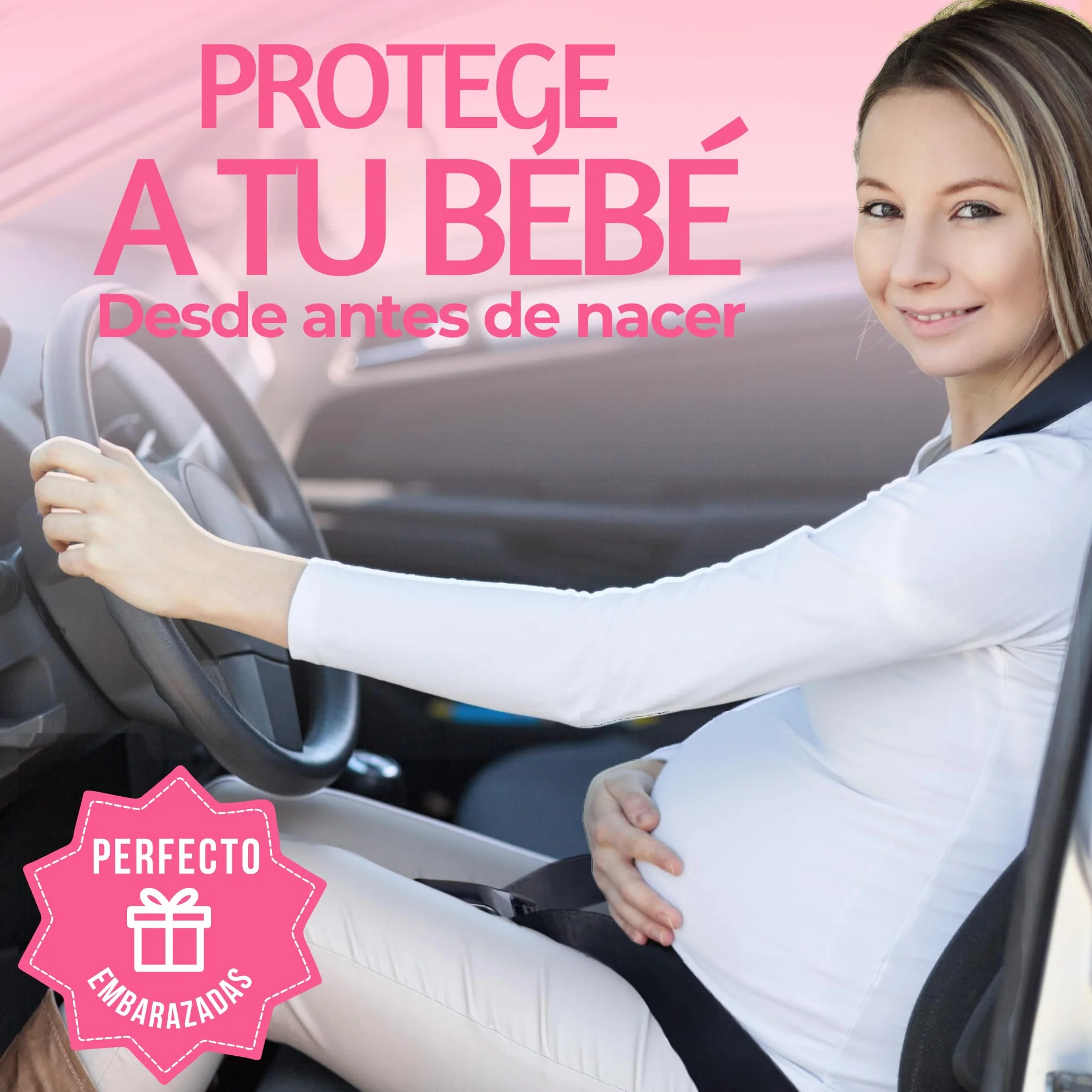 Adaptador Cinturon De Seguridad Para Embarazada. Ajustador Homologado Para Maternidad, Protege A Tu Bebe En El Coche De Impactos, Presiones. Anclaje Premama Embarazo.