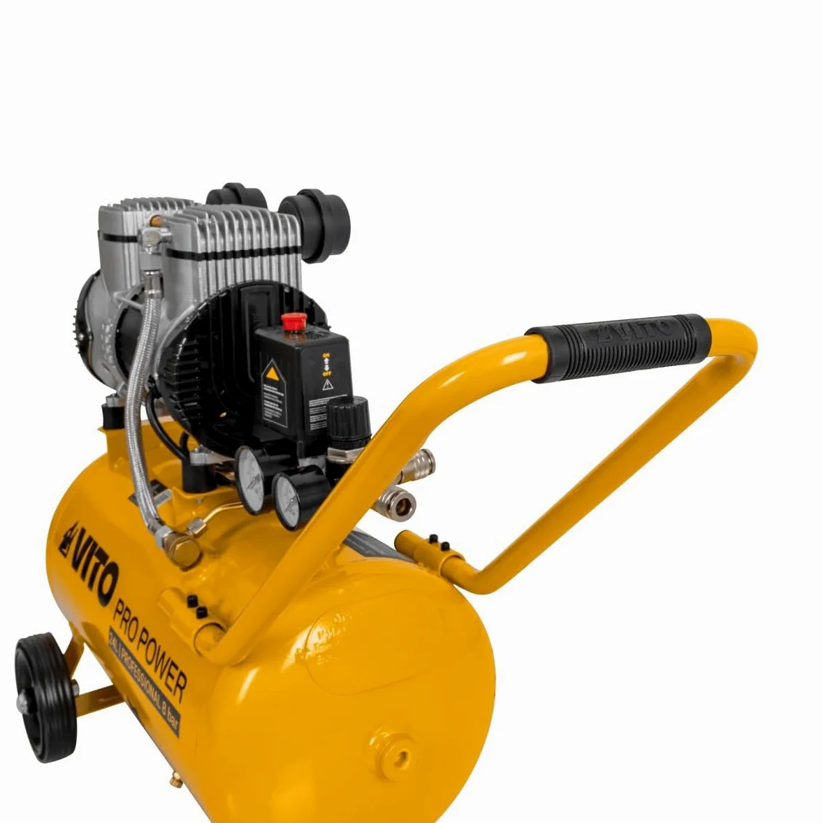 Vito – Compresor de aire portátil silencioso 24L 2CV / 1,5 kW inflador neumáticos para coche, astillero sin aceite, 8 bar