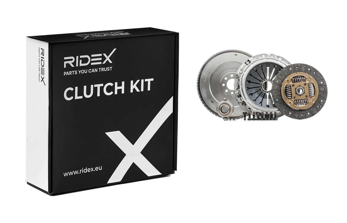 RIDEX 479C0160 Kit de embrague con placa de apriete de embrague con volante motor con plato de embrague con cojinete de desembrague con juego de tornillos Compatible con PEUGEOT 406 8B