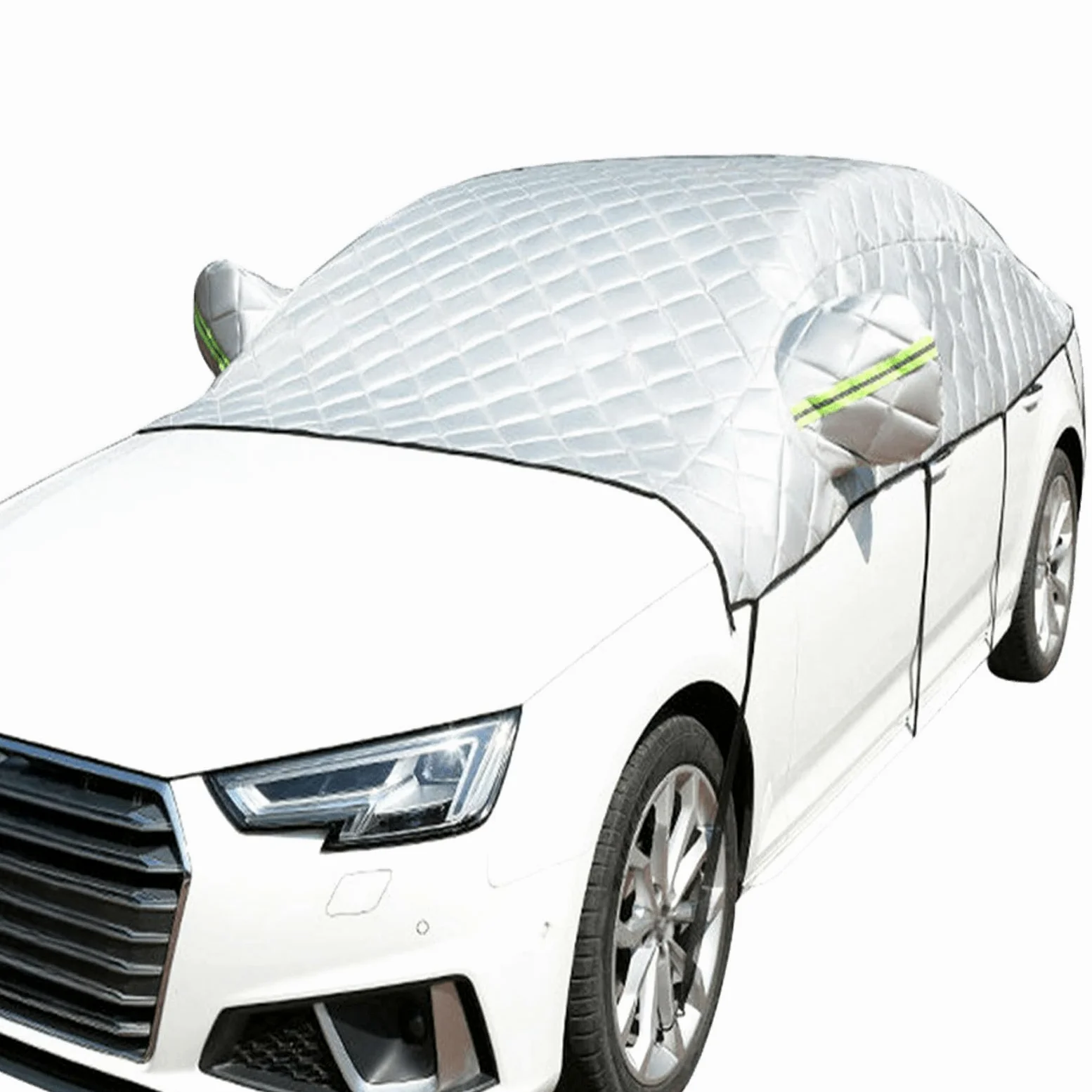 Cubierta De Parabrisas De Helada De Coche para Invierno, Cubierta De Pantalla De Medio Coche Protector De Nieve De Hielo Anti Granizo con Ganchos Y Rayas Reflectantes