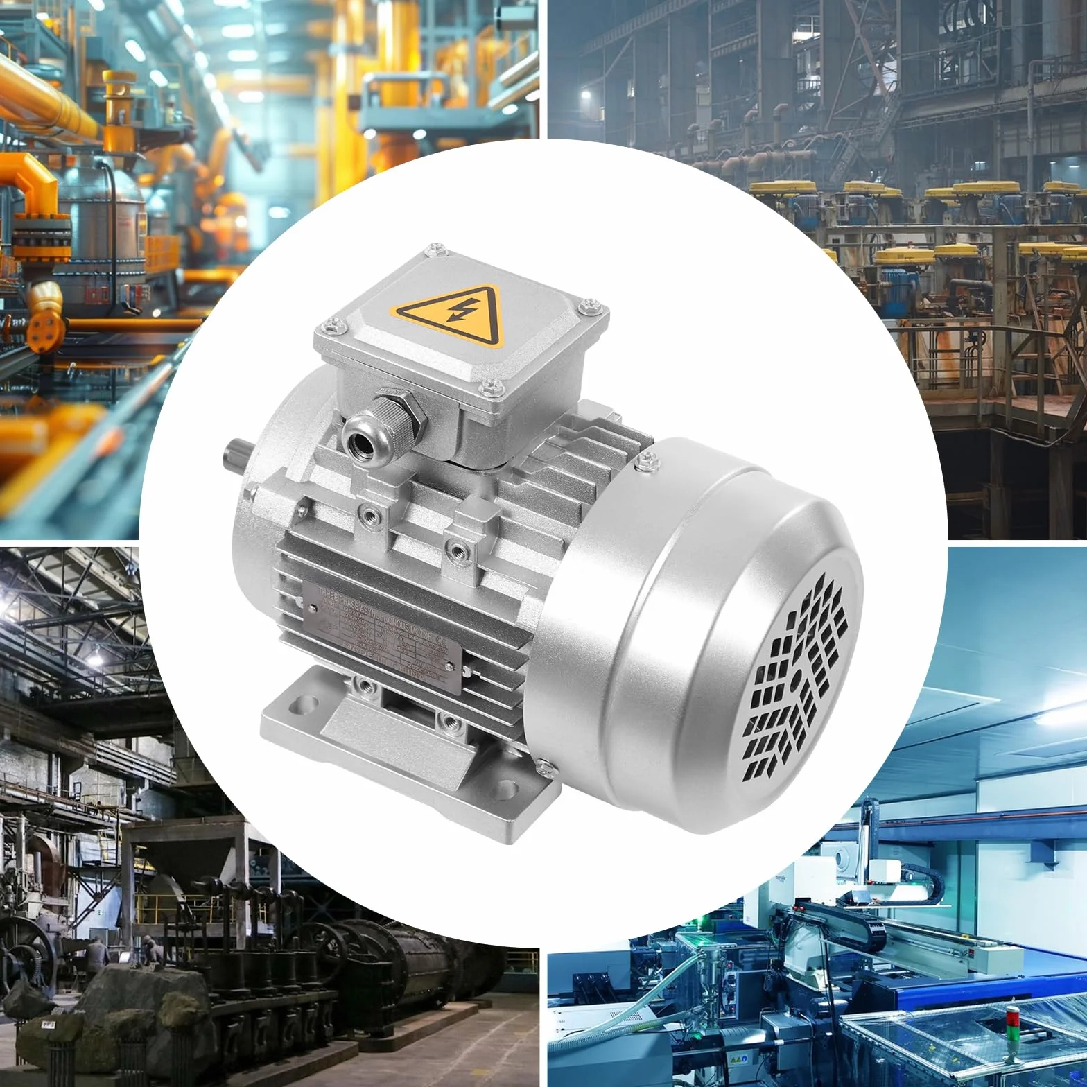 Motor eléctrico 230 V/400 V, 0,55 kW, 1395 rpm, motor trifásico IP55, motor industrial trifásico con bobina de cobre, diámetro del eje 14 mm, S1 máx. 1000 m para maquinaria industrial, minería y