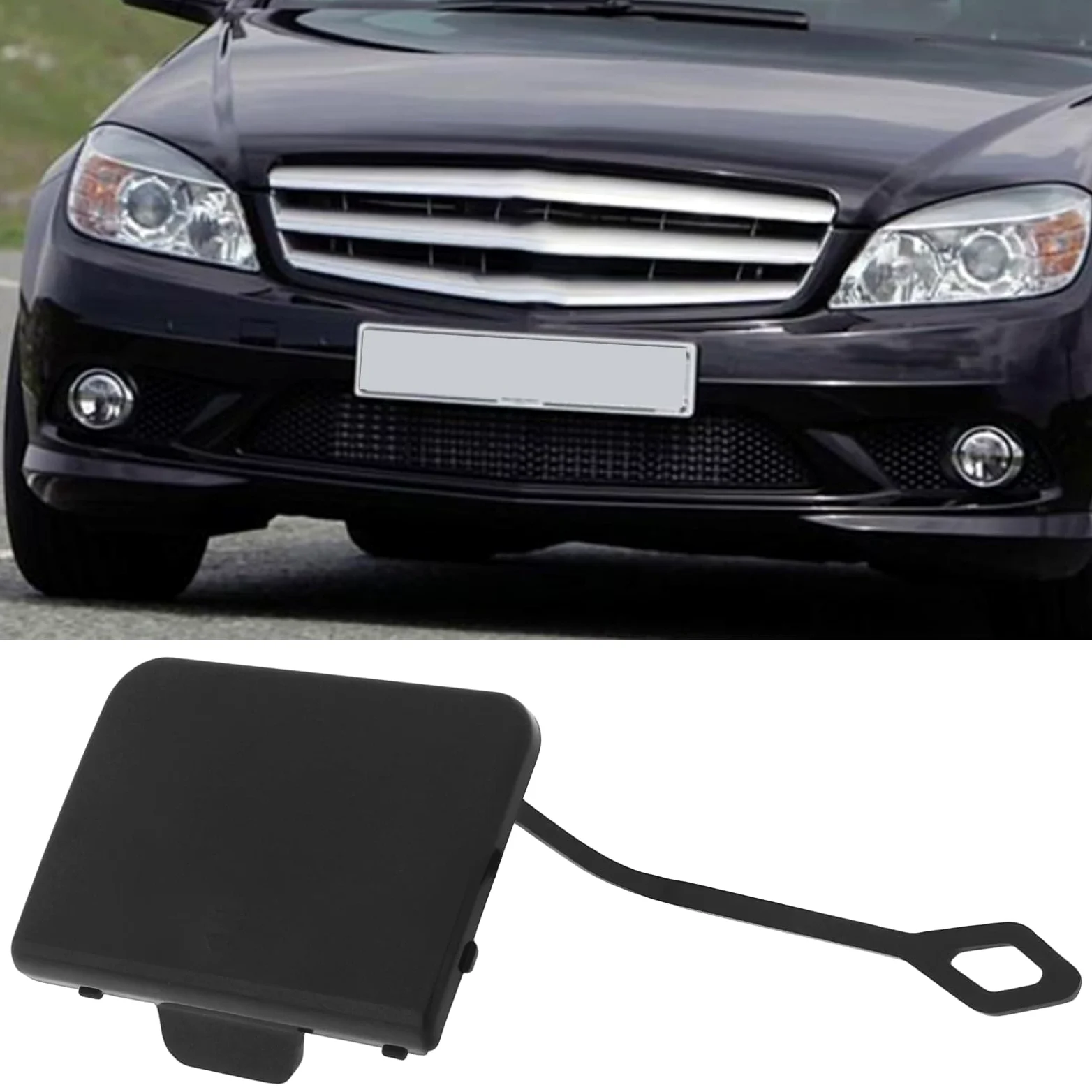ECSiNG Tapa del Gancho de Remolque Parachoques Delantero A2048850124 Compatible Mercedes Clase C 2007-2011