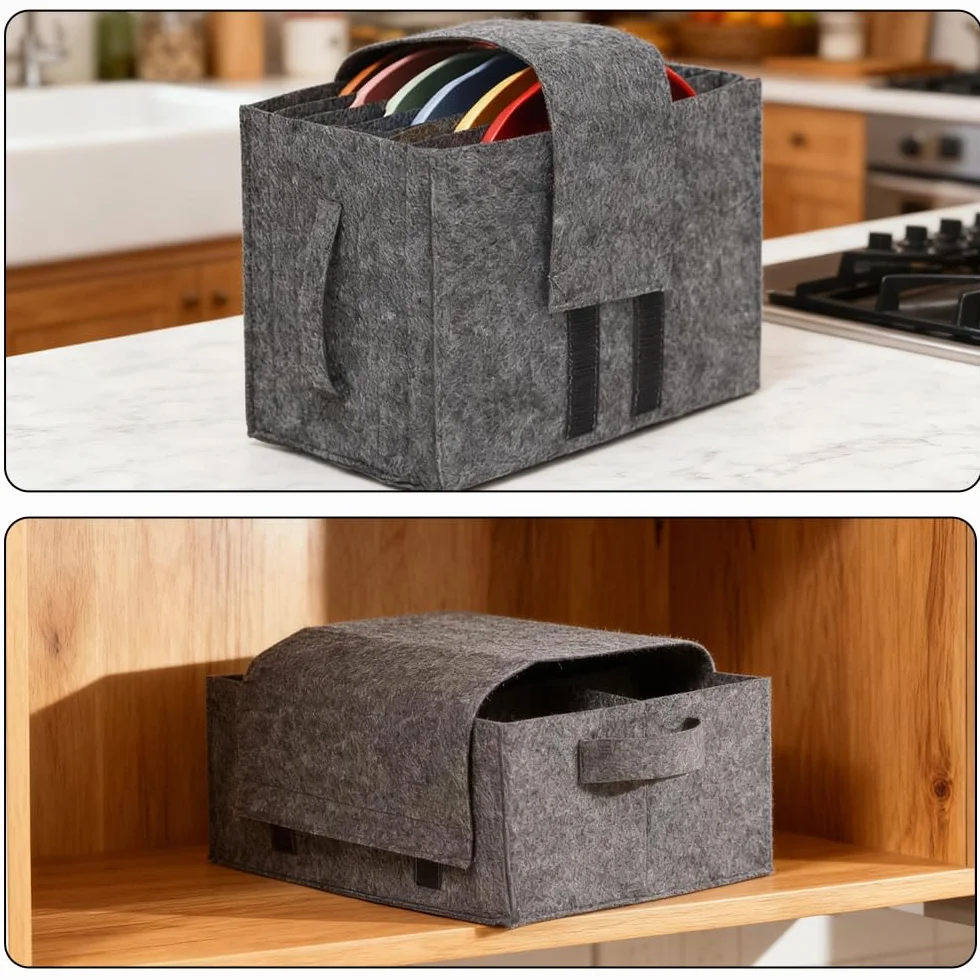 Soporte para platos y cuencos de caravana, 3 unidades, soporte de fieltro para caravana con asa, almacenamiento de tazas, fieltro para platos y tazas, organizador de fieltro para vajilla de