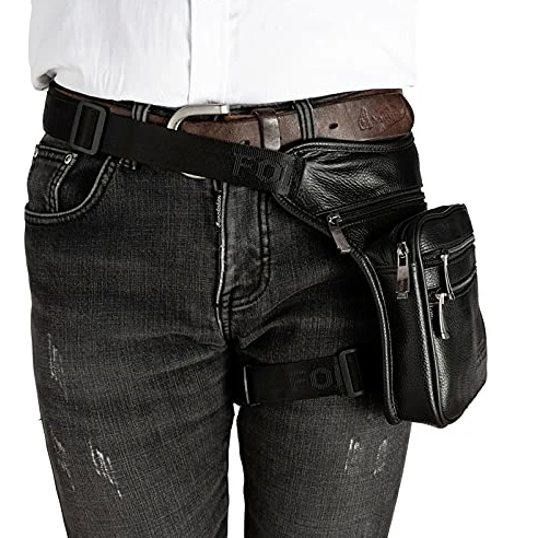 Bolsa de Pierna,Pernera Moto Bolso de cuero for hombre, bolso de cintura, bolso cruzado, bolso cruzado, bolso for pantalones, correa for cadera, trasero, ciclismo, motocicleta, bandolera mensajero(Bro