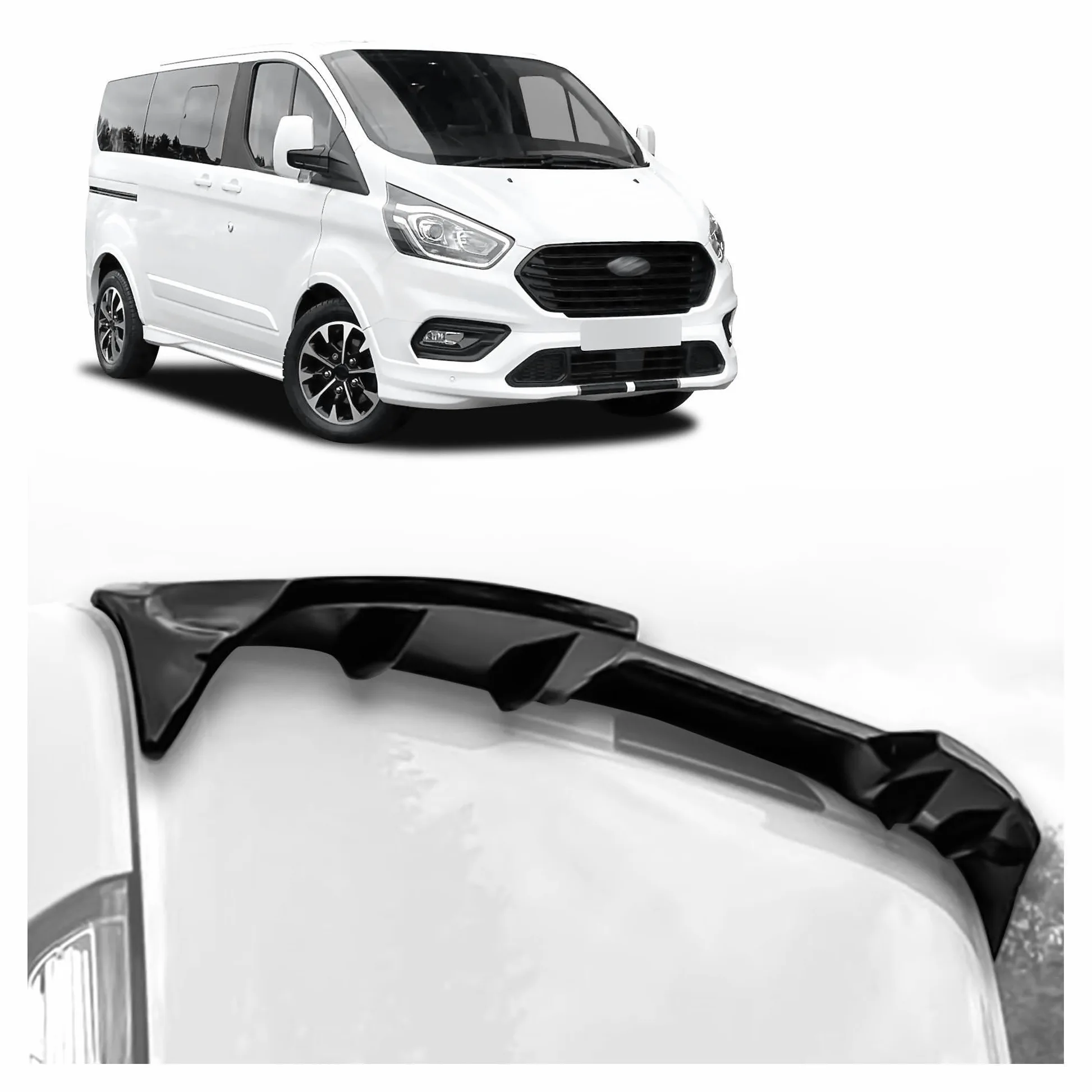 CHROMEMASTER | Alerón Trasero, Spoiler para Techo Compatible con Ford Tourneo Custom 2012-2023; Accesorios de Coche - Spoiler para Coche; Poliuretano; para Pintar; Método de Montaje: Pegamento; Abe