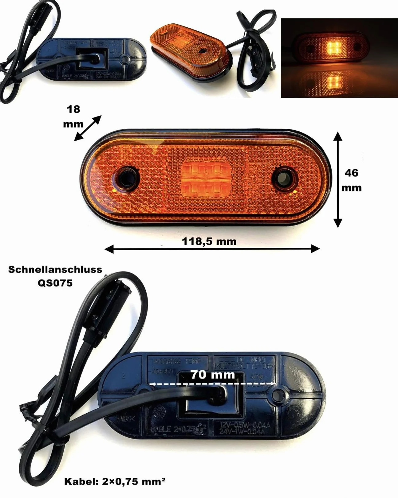 Luces LED traseras para remolques, Piloto LED Remolque, Caja de Control de 13 Pines, Cable de 7,7 m, Juego de Luces